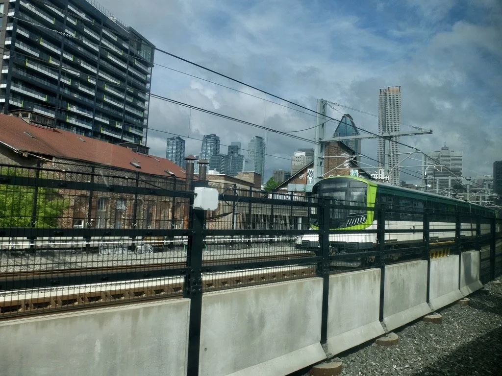  A commuter train seen as we approached Union Station Montréal on the VIA sleeper train from Moncton. 