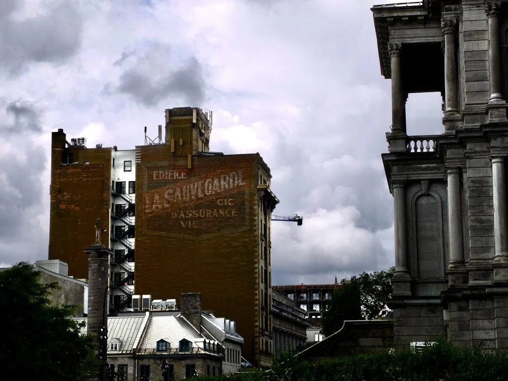  Ca. 1913 Edifice LA SAUEGARDE  D'Assurance Vie - life insurance.  Still in business.  Seen as we approached Union Station Montréal on the VIA sleeper train from Moncton. 