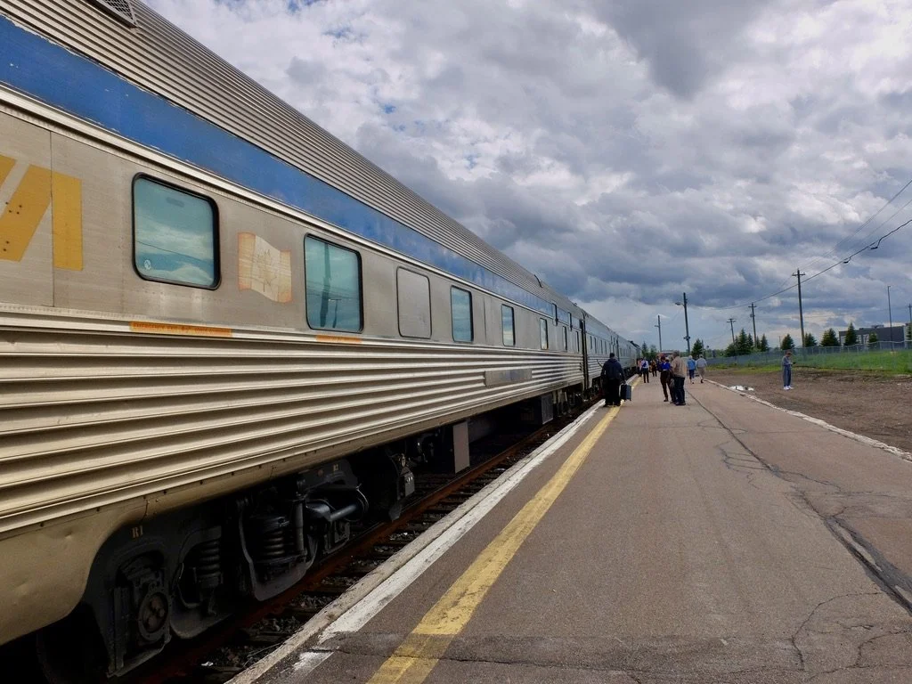  ON TIME!! &amp; waiting for us in Moncton, New Brunswick, the VIA sleeper train to Montreal. 