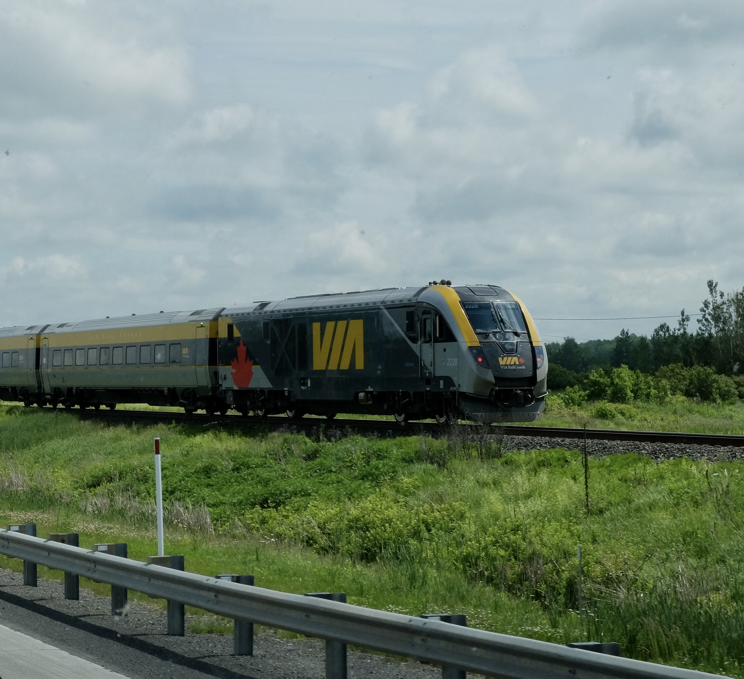  VIA Rail train like we had been on two days prior, on the same line, going into Montréal.  Drive to Quêbec City. 