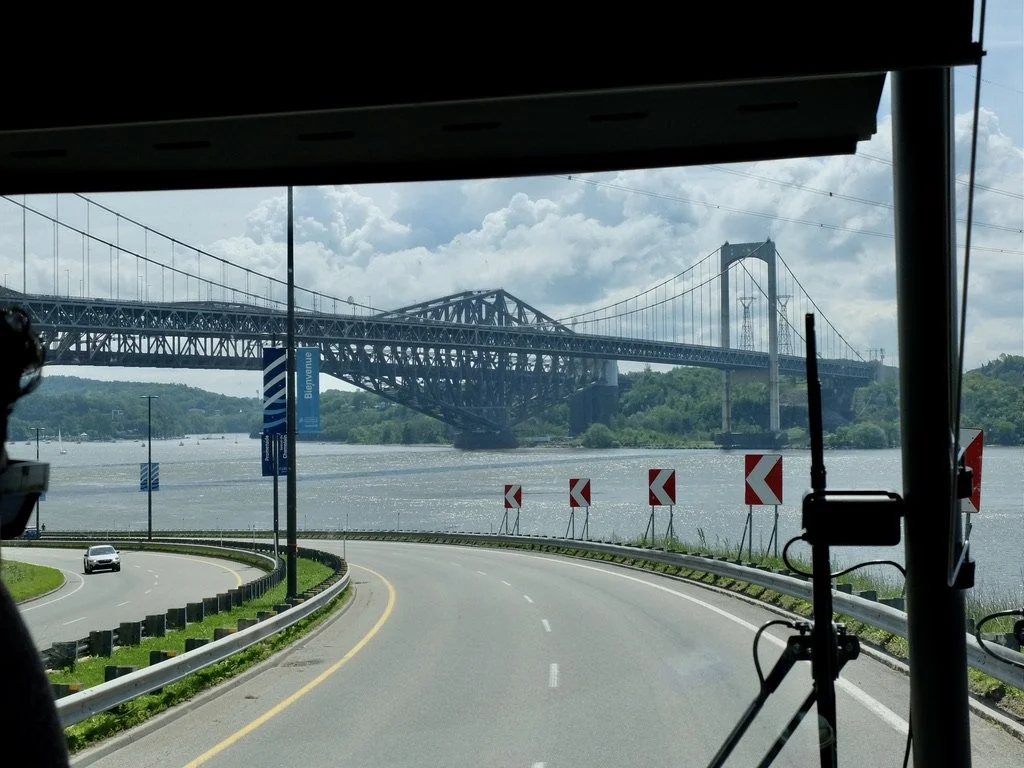  Bridges over the St. Lawrence River to Québec City,   Pont de Quebec (ca. 1919 &amp; designated Historical Site 1995)  &amp; Pont Pierre-Laporte. 