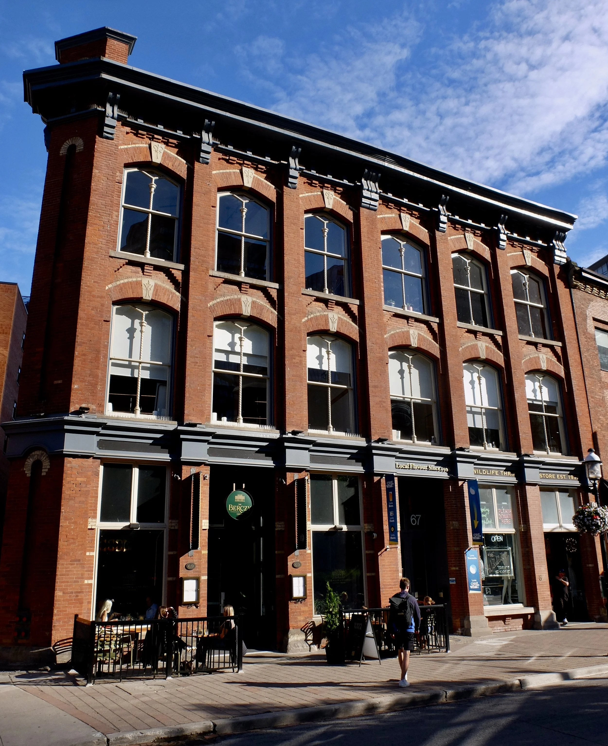  “The 67-69 Front Street East building was constructed in 1877 as a part of commercial warehouses located close to the railway. A 3-storey building was designed in Renaissance Revival architectural style with complicated brickwork, decorative cornice