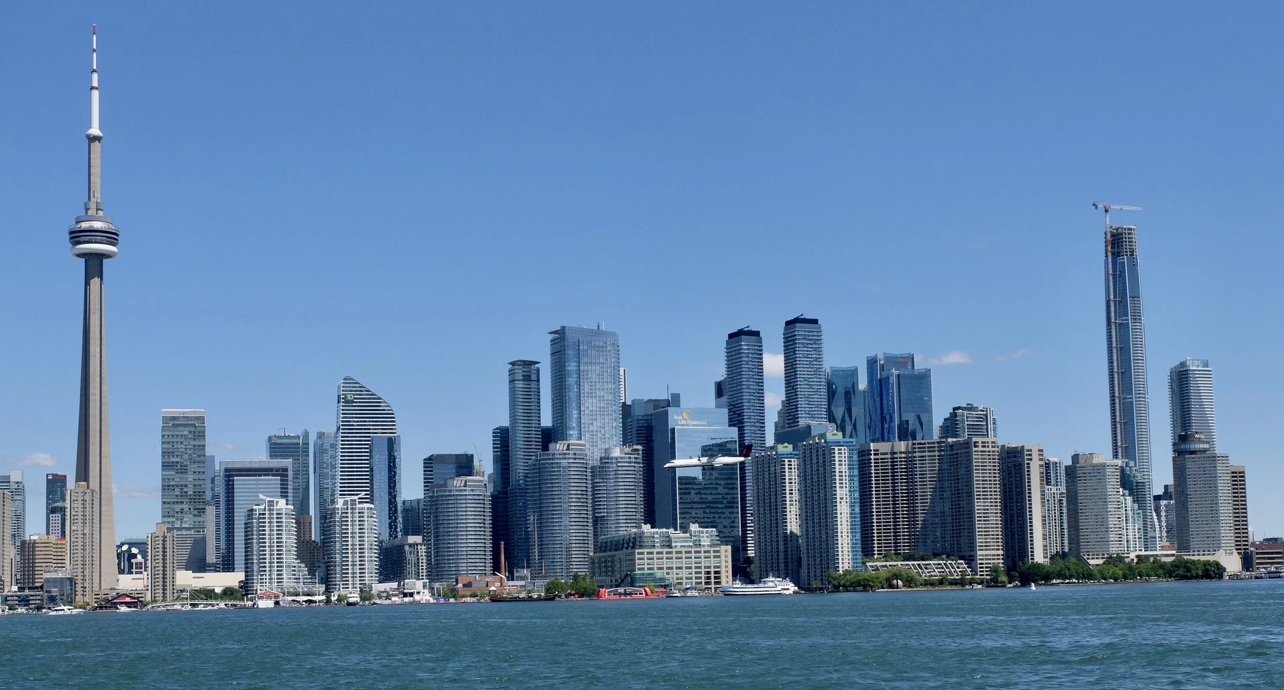  Plane on approach to Billy Bishop Airport.  Toronto Harbour Tour with Captain Will &amp; Paco. 