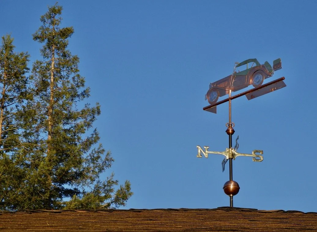  A 35th wedding anniversary present to ourselves.  1953 MG TD Silhouette Weathervane installed April 2013. 