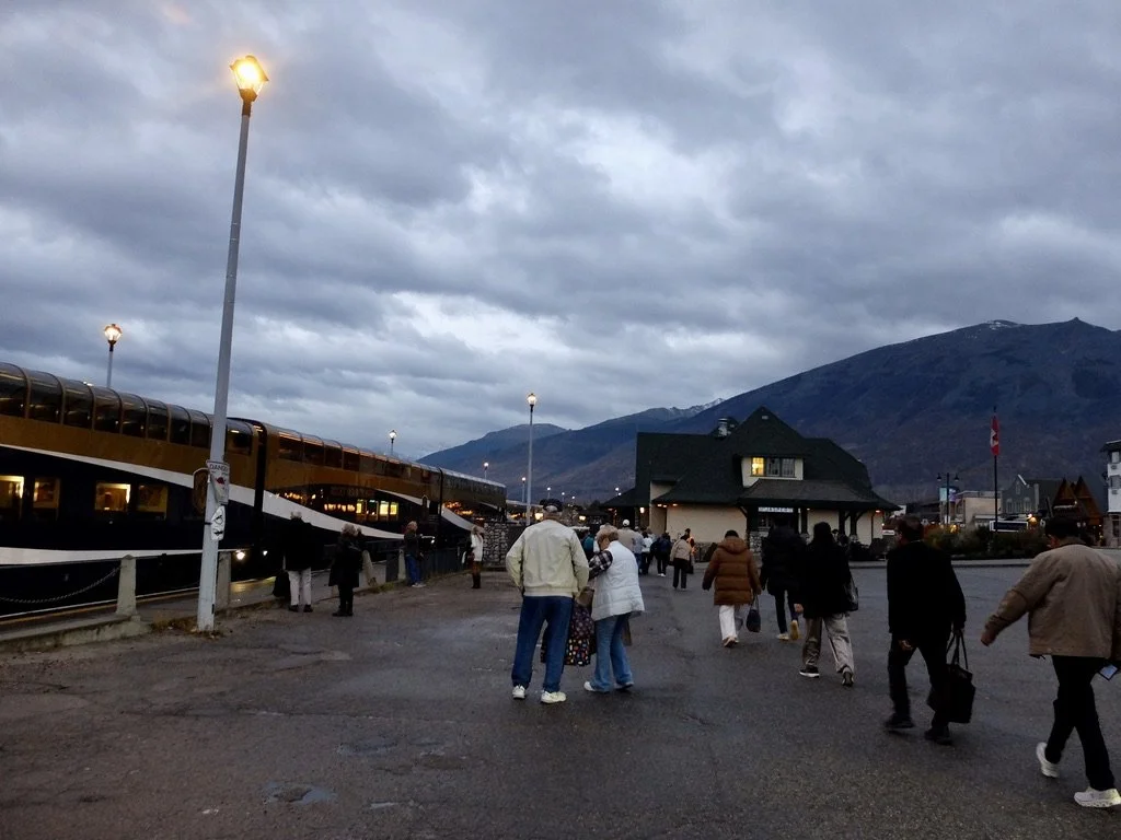  Jasper Train station 8:00 AM getting ready to board the Rocky Mountaineer. 
