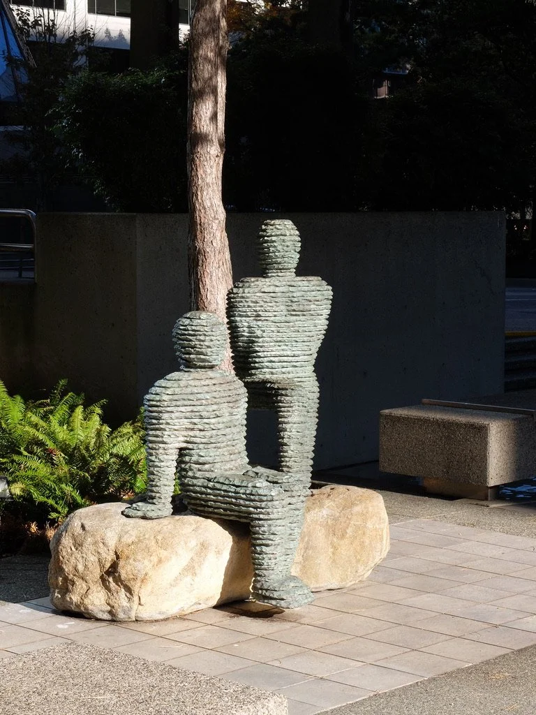  Vancouver,B.C. last eve &amp; day.         PLEASE DON'T CLIMB ON THE ARTWORK  AMMI'EL &amp; AMARYAHU, 1999 by Boaz Vaadia (1951 - 2017 Israel, United States).  Bronze, bluestone, and boulder  AMMIEL &amp; AMARYAHU made its first appearance in the in