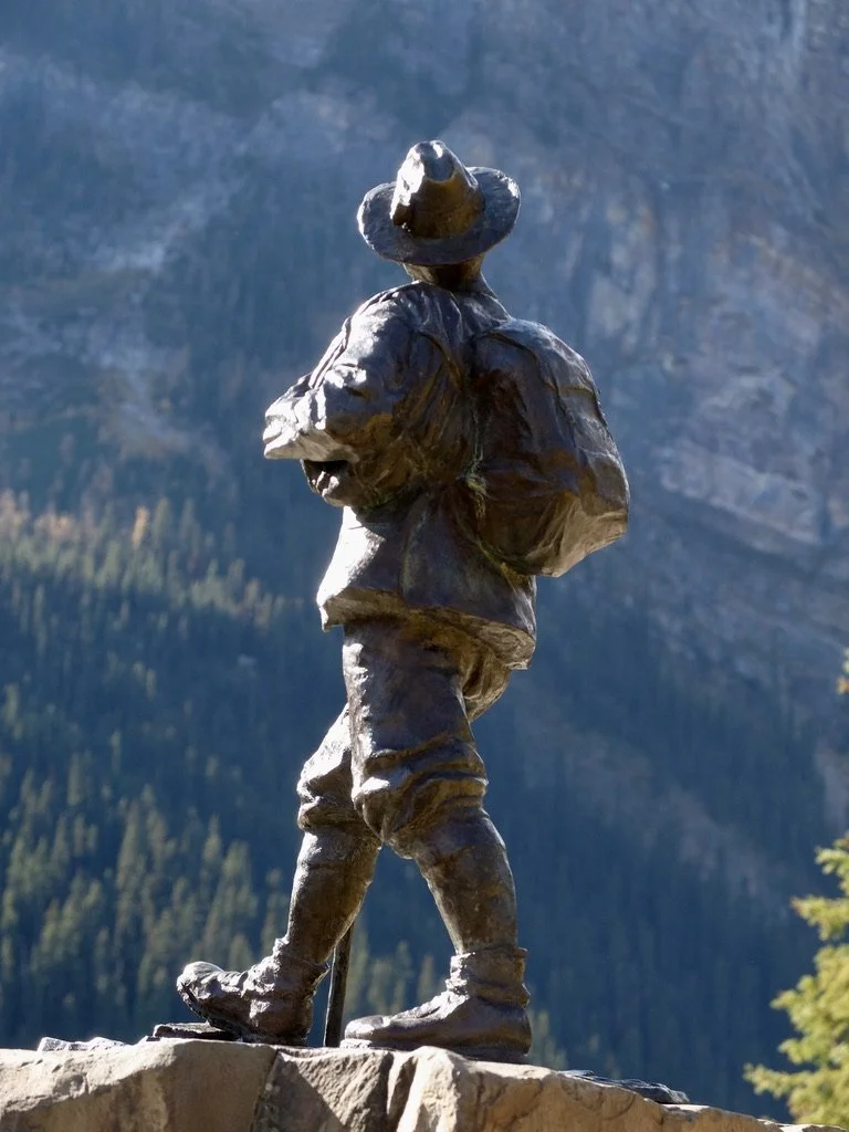  Statue of Swiss Mountain Guide, Lake Louise, Banff National Park, Alberta.  “In 1899 Canadian Pacific Railway brought in the first Swiss mountain guides to the Canadian Rockies. This statue was erected in 1999 to celebrate the 100th anniversary of t