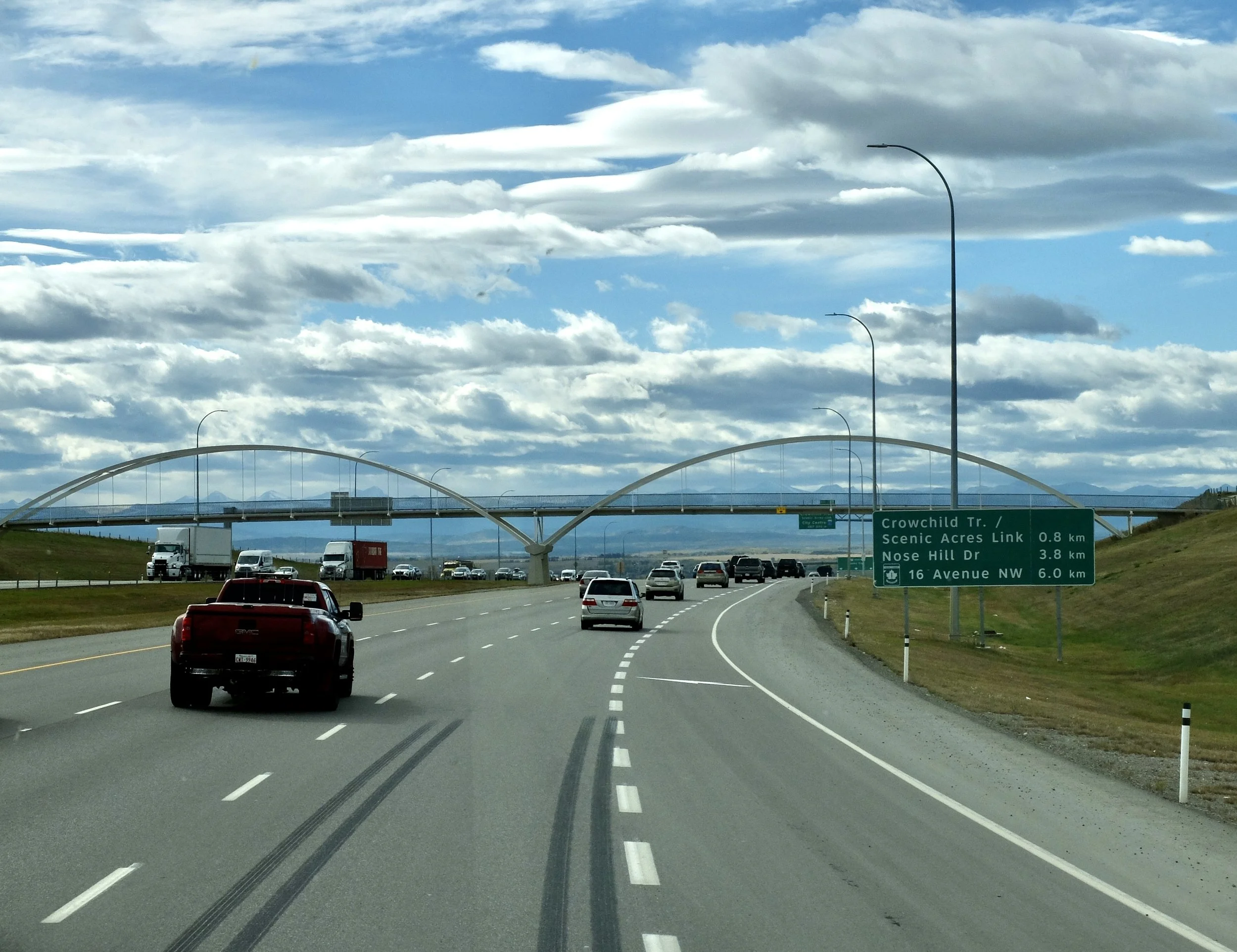  About 1.5 hour drive from Calgary airport to Banff with Brewster Express bus on the Trans-Canada Highway. The highway was constructed between 1950 &amp; 1971 “…&amp; going through all ten provinces making it one of the longest routes of its type in 
