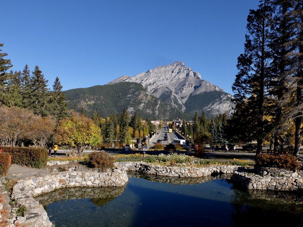  The iconic view of Banff Ave., "The Strip,” looking down from Cascade of Time Gardens. 