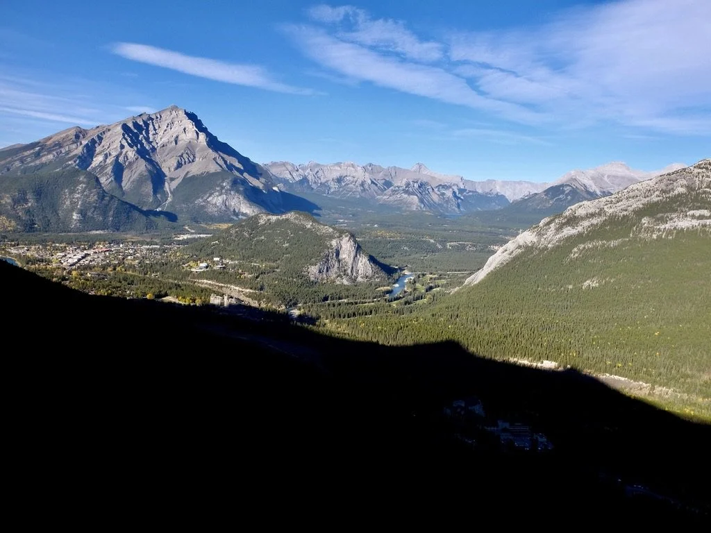  Ascending Sufphur Mountain Banff &amp; Bow Valley from Banff gondola. 