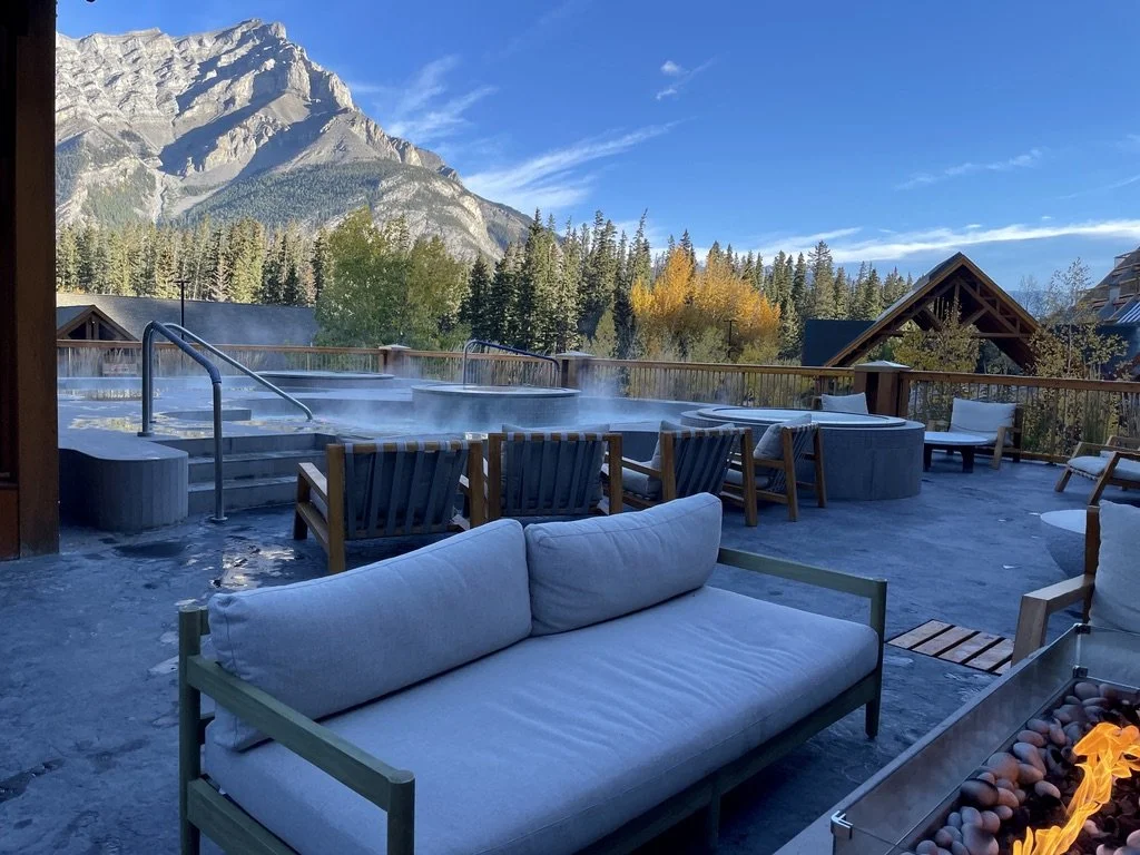  After breakfast dip.  Otter Hotel, Banff. 