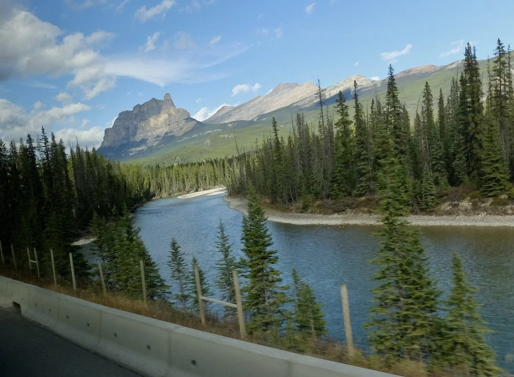  Drive to the Fairmont Chateau Lake Louise along the Trans-Canada Highway.  Once again I have the front seat.  Our driver was a very nice Filipino fellow.  