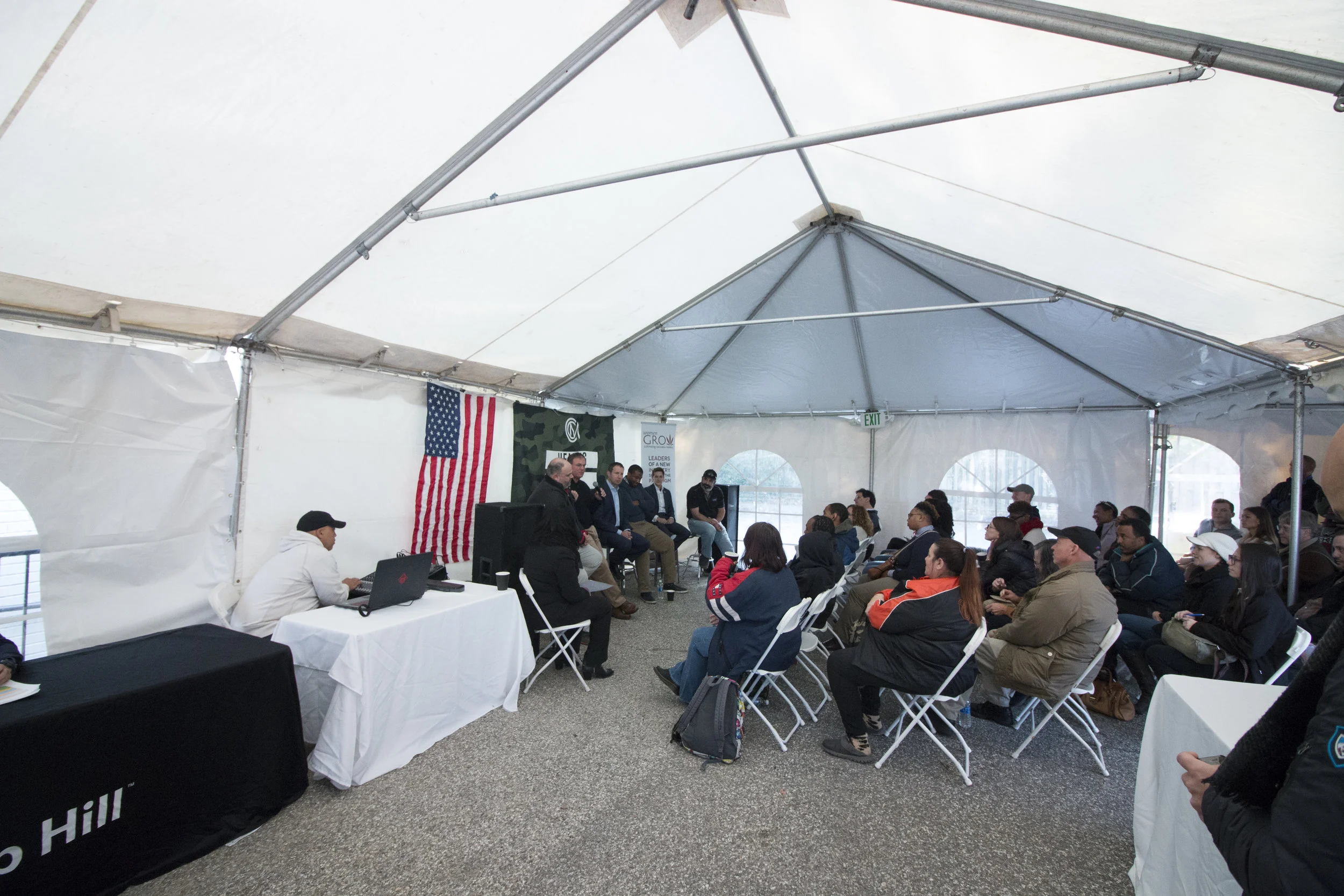 Attendees gather for speakers and a Q&A session 