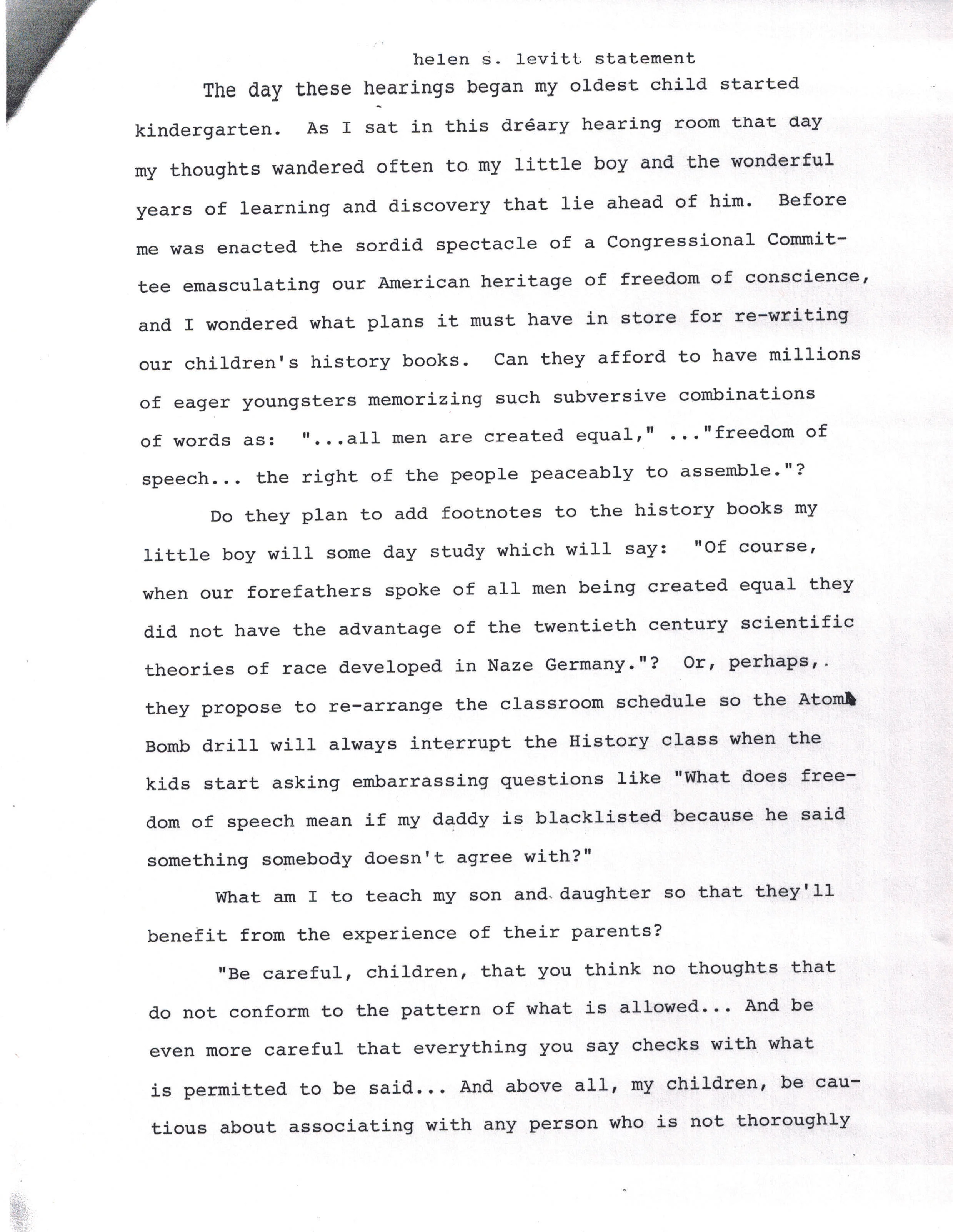My Mother's Statement of Protest || Page 1 of 2