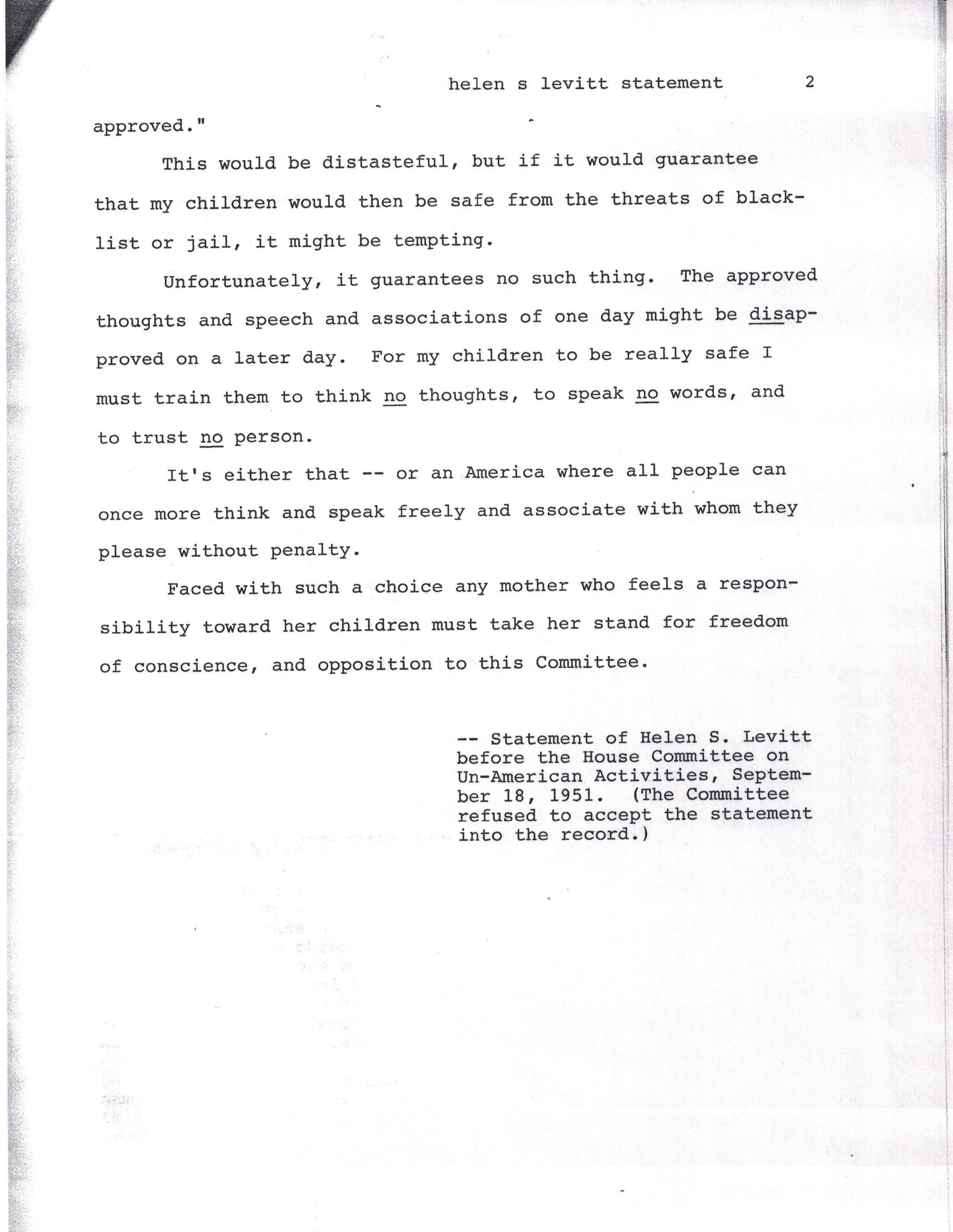 My Mother's Statement of Protest || Page 2 of 2