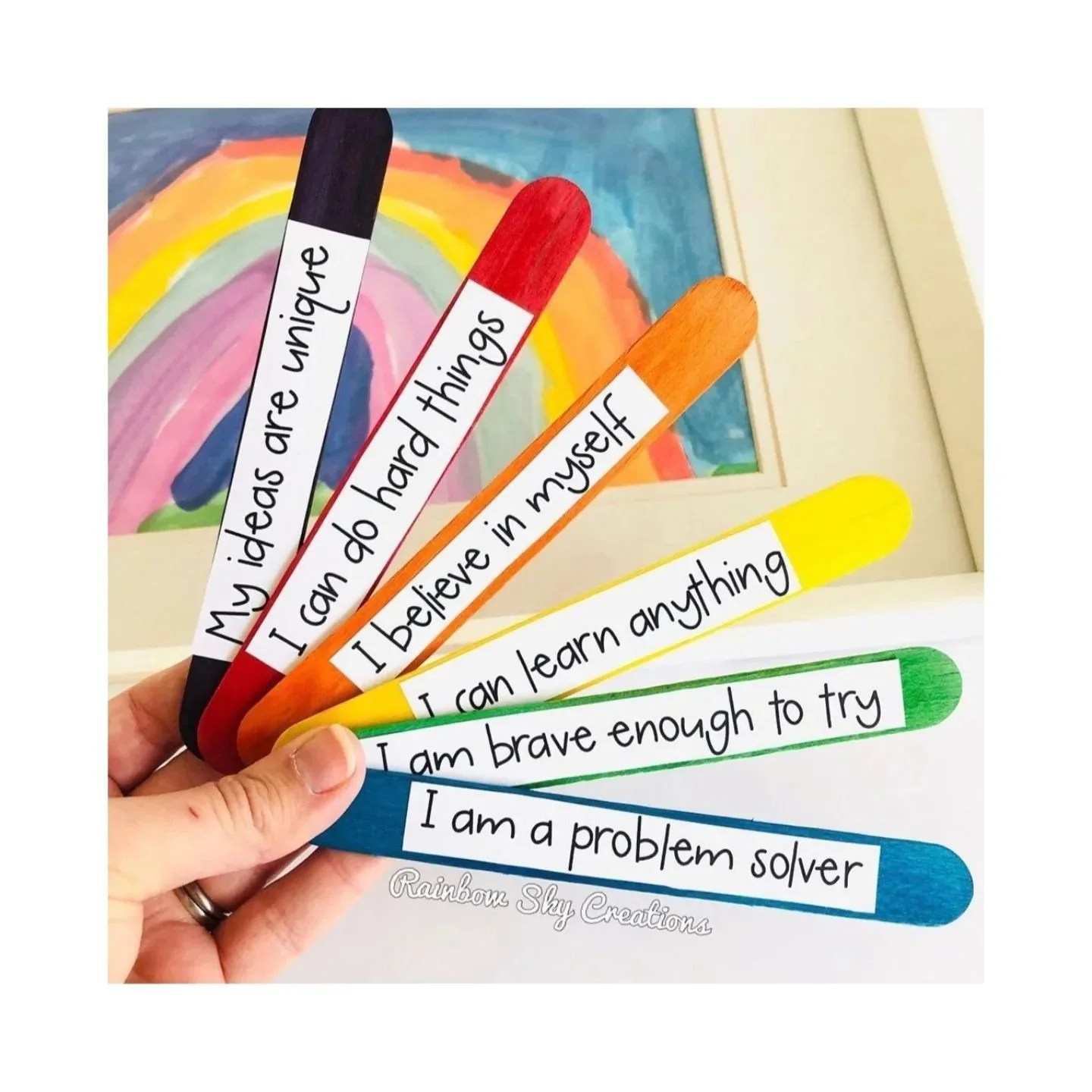 In a similar vein to last week's post here's some daily affirmations (courtesy of @rainbowskycreations) to help boost your child's self-belief! Easy to make &amp; add your own, allowing children to pick the one they need, depending on their mood or t