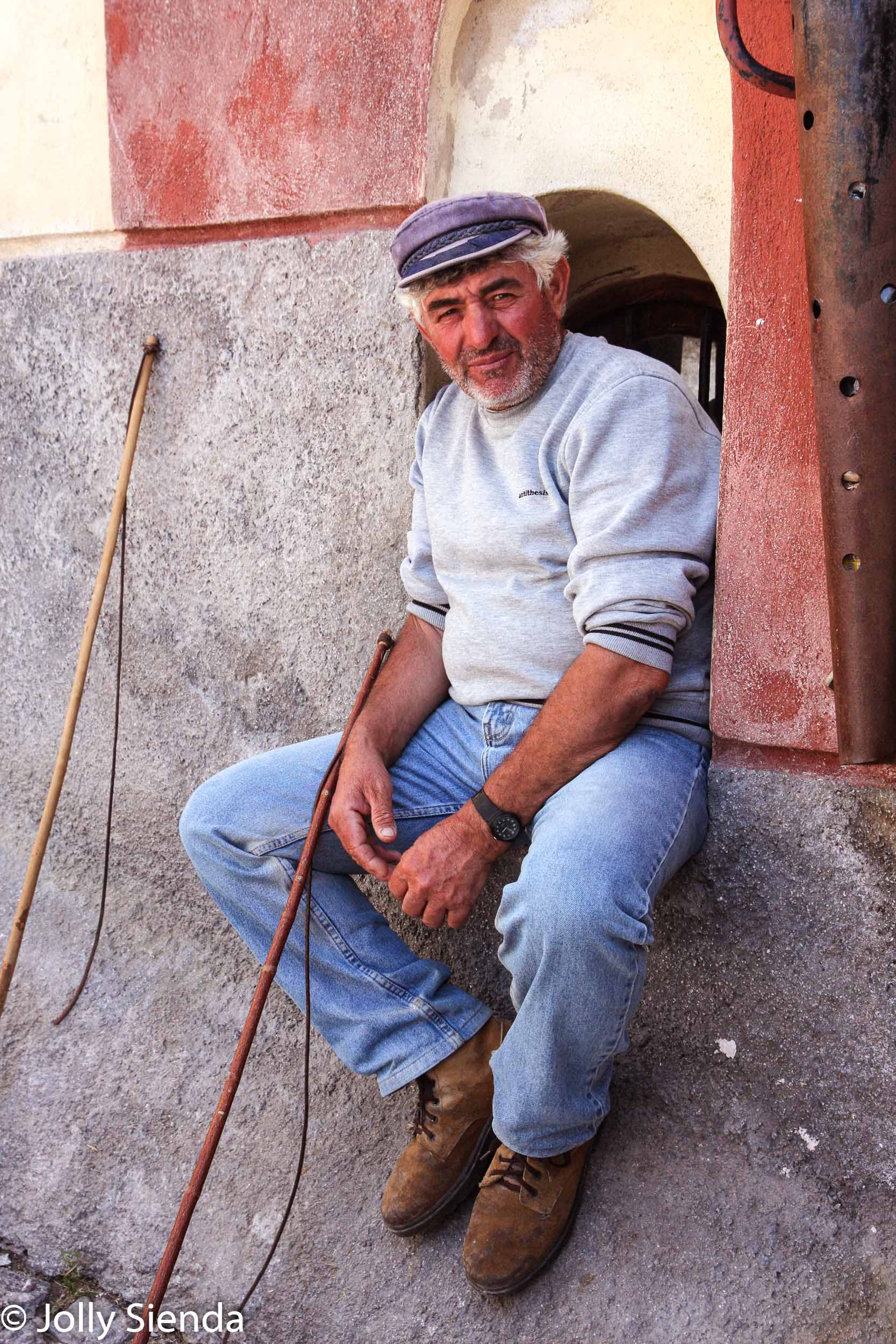 Greek donkey keeper, portrait photography