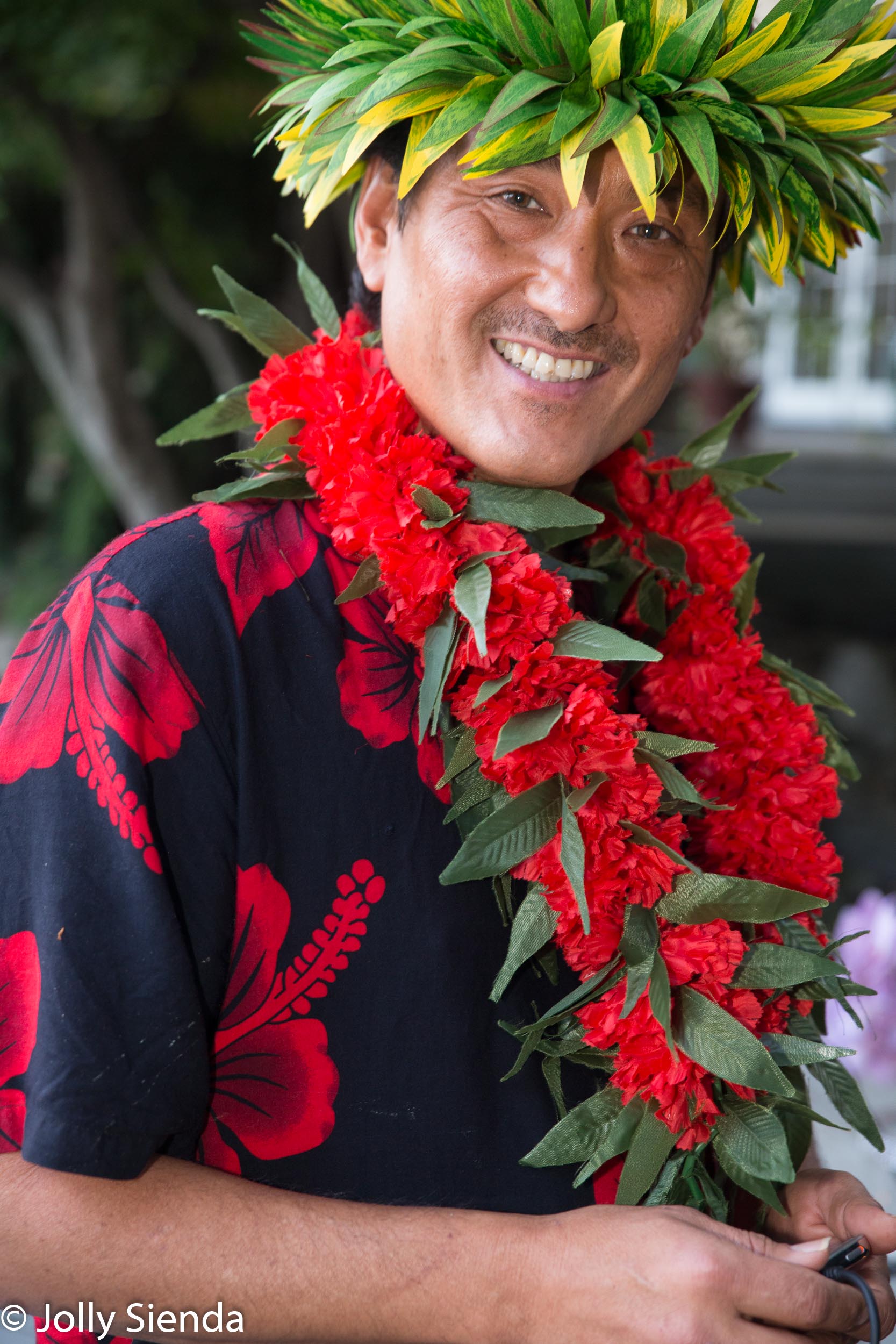 Hawaiian cheer portait of a man
