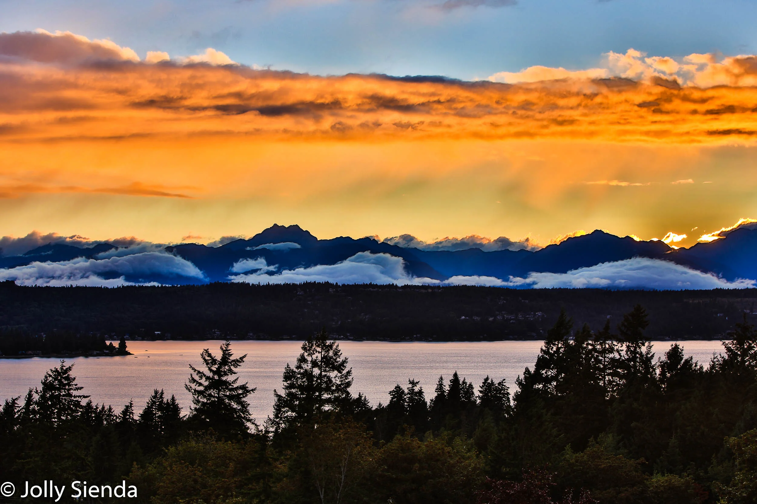 The Olympic Mountains, featuring The Brothers Mountain, bask in