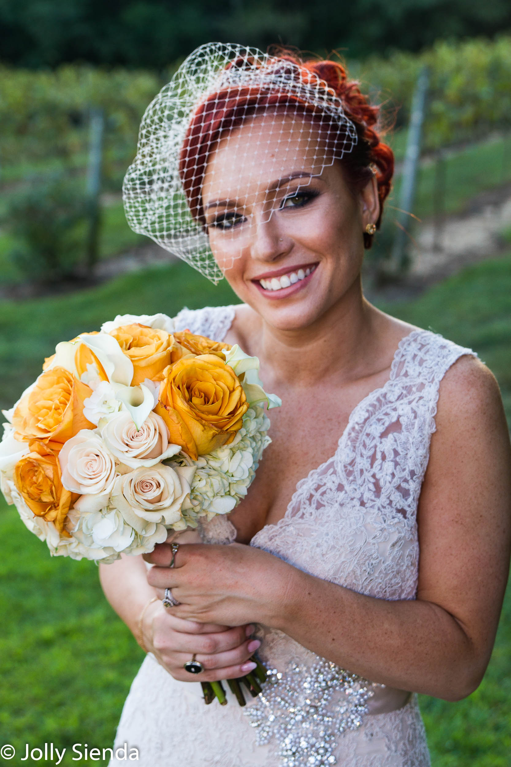 Bride with a half veil