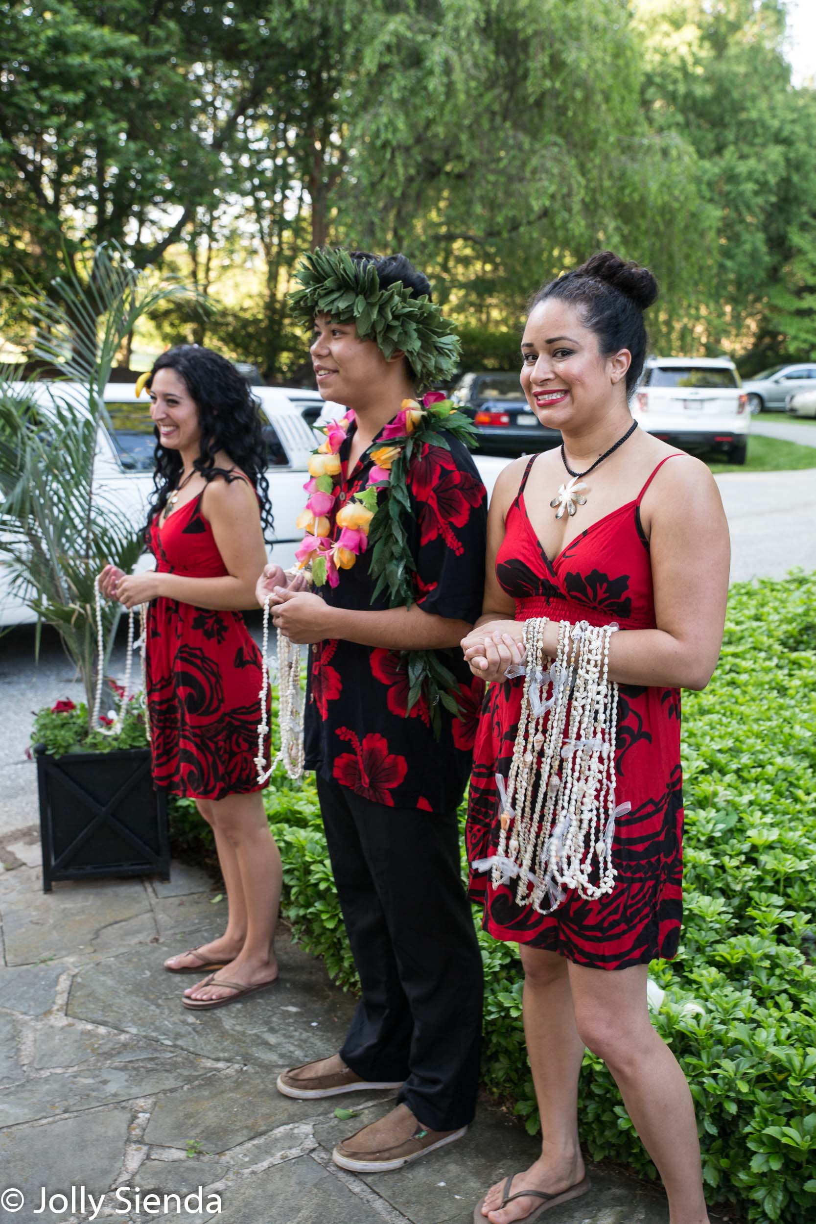 Luau wedding with flower leis