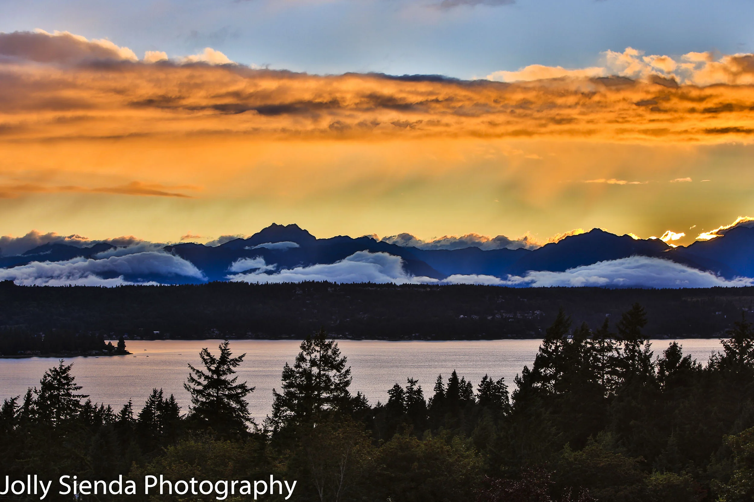 The Olympic Mountains, featuring The Brothers Mountain, bask in