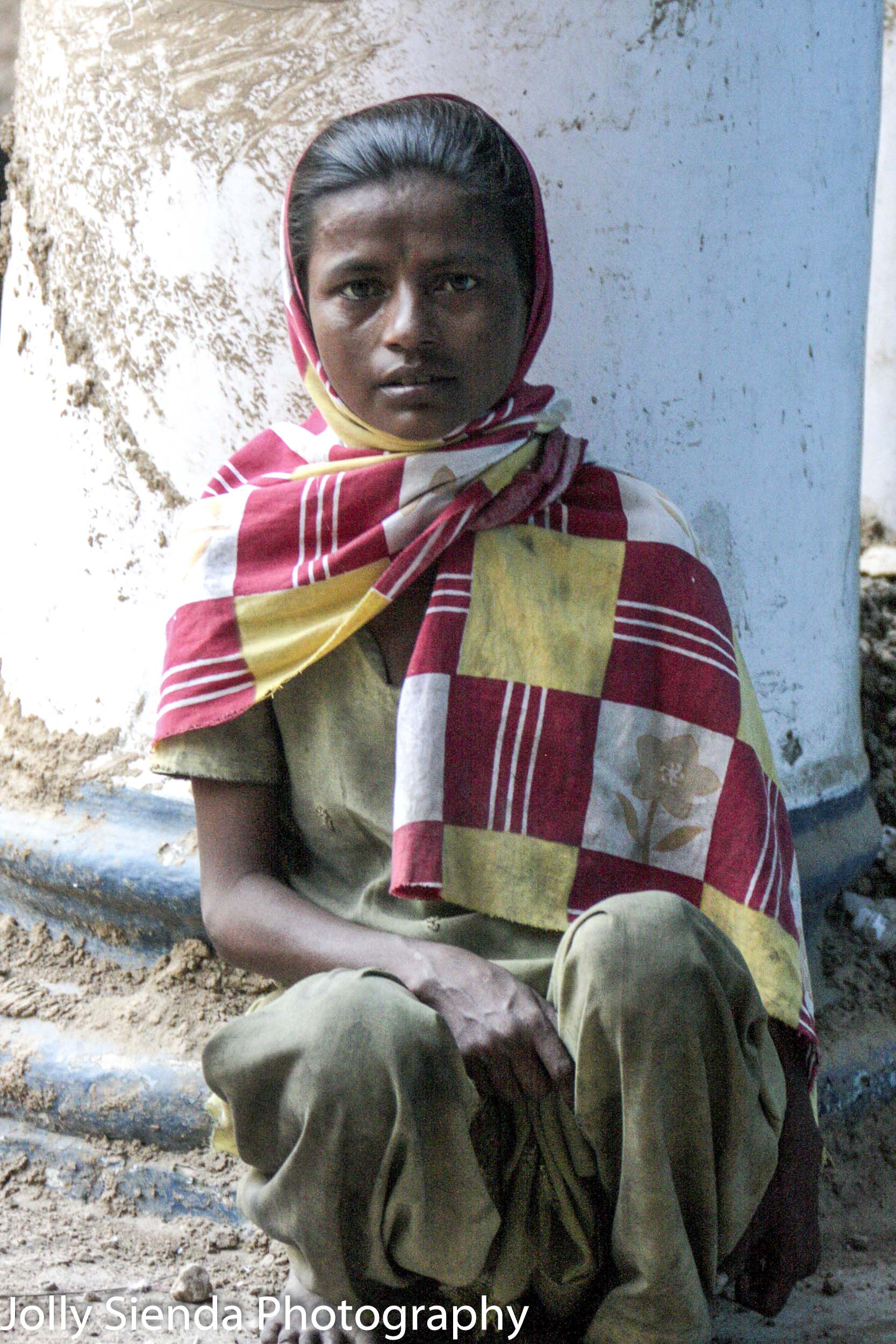 Delhi Girl in Red and Yellow Check Scarf