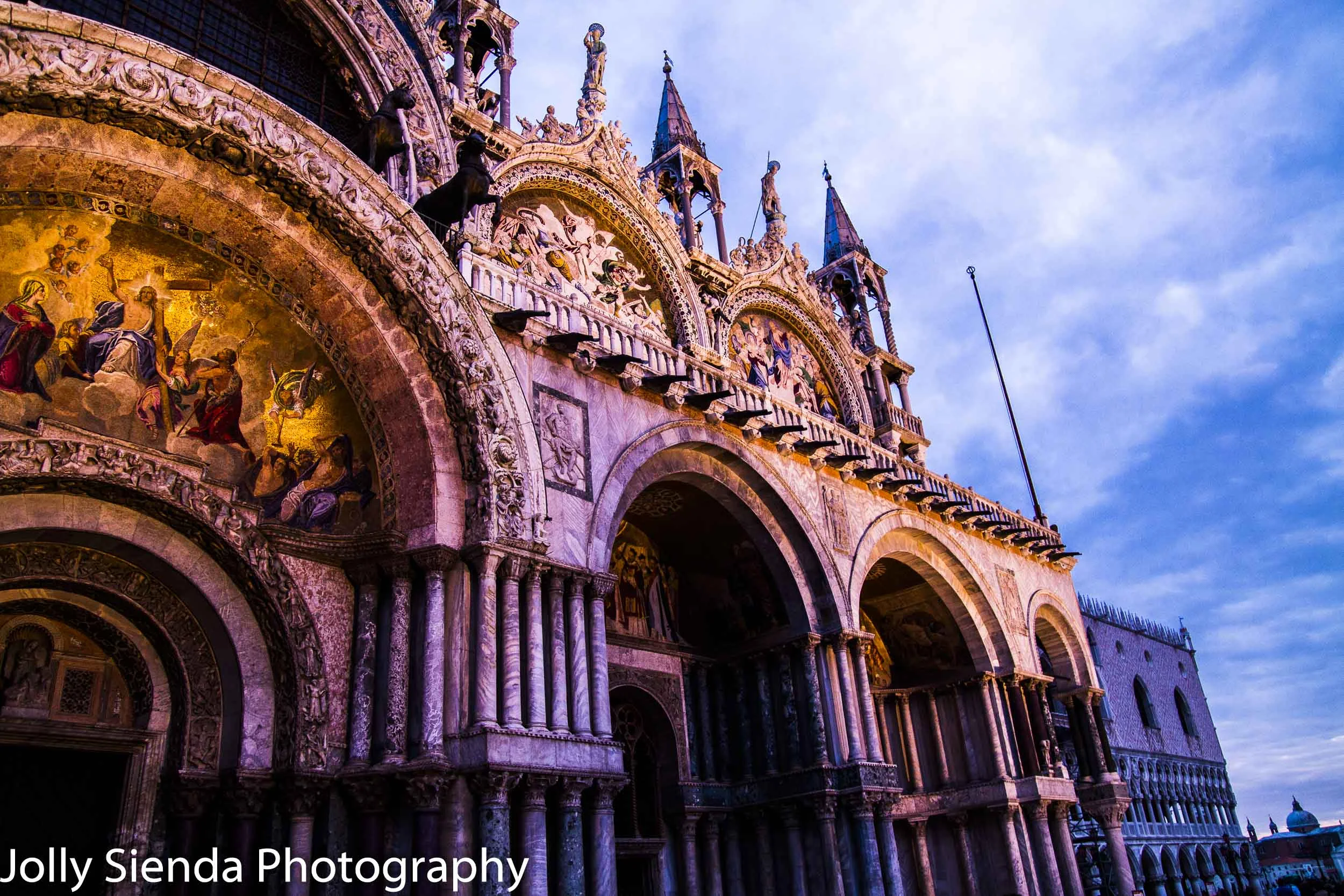 Sunrise light glows on the Basilica di San Marco, Venice