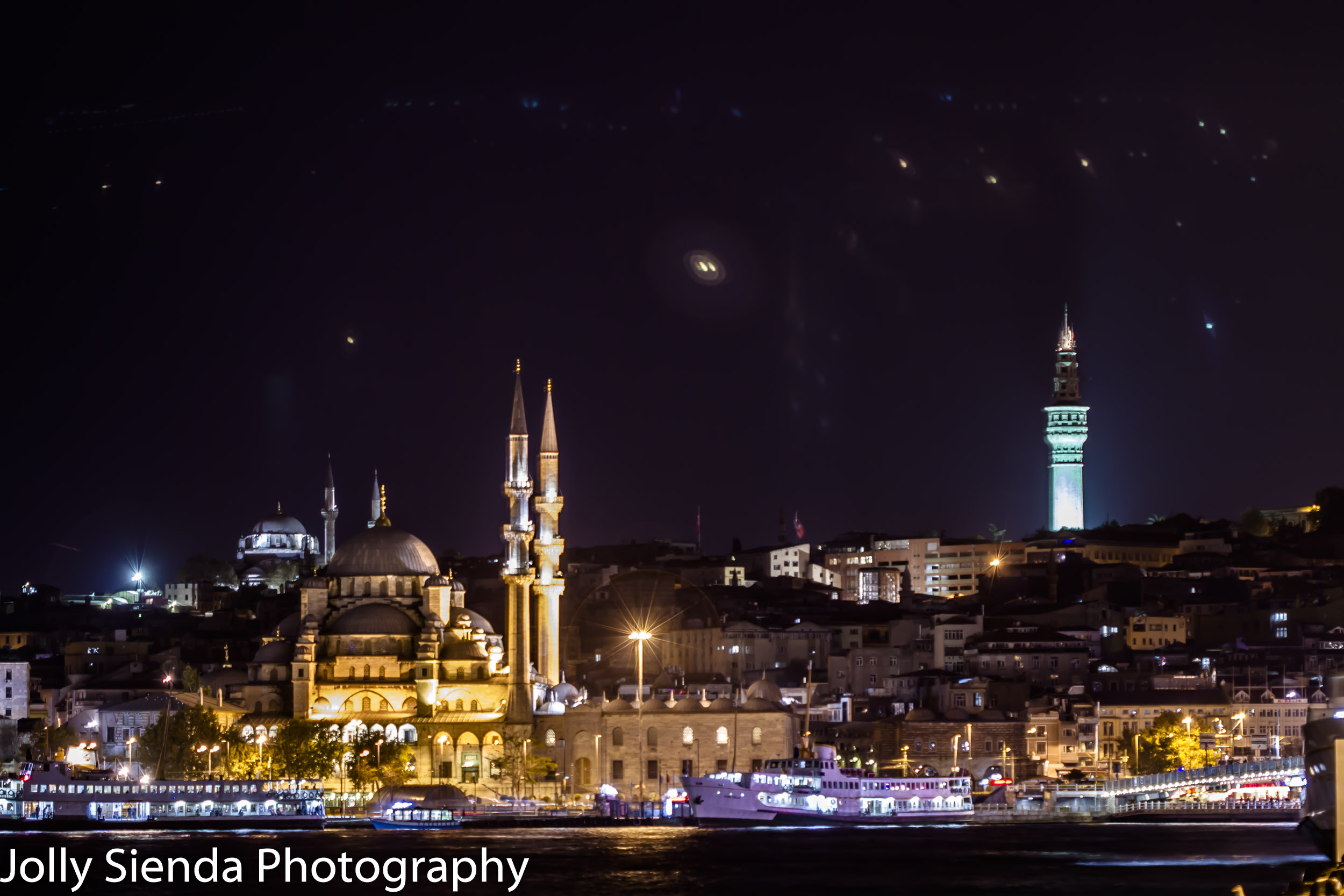 Istanbul and the Blue Mosque with night lights
