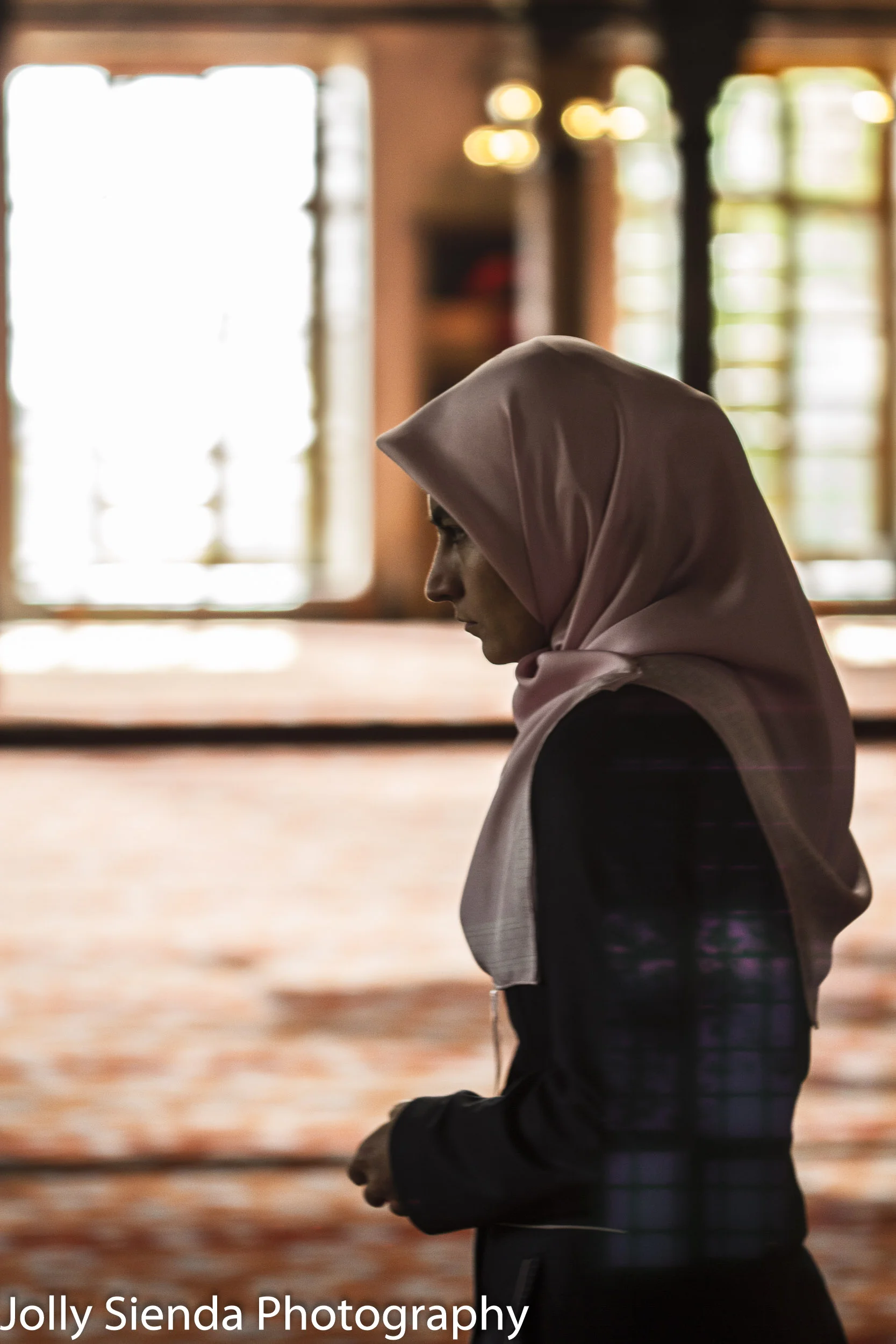 Woman wearing a Hijab in the Blue Mosque