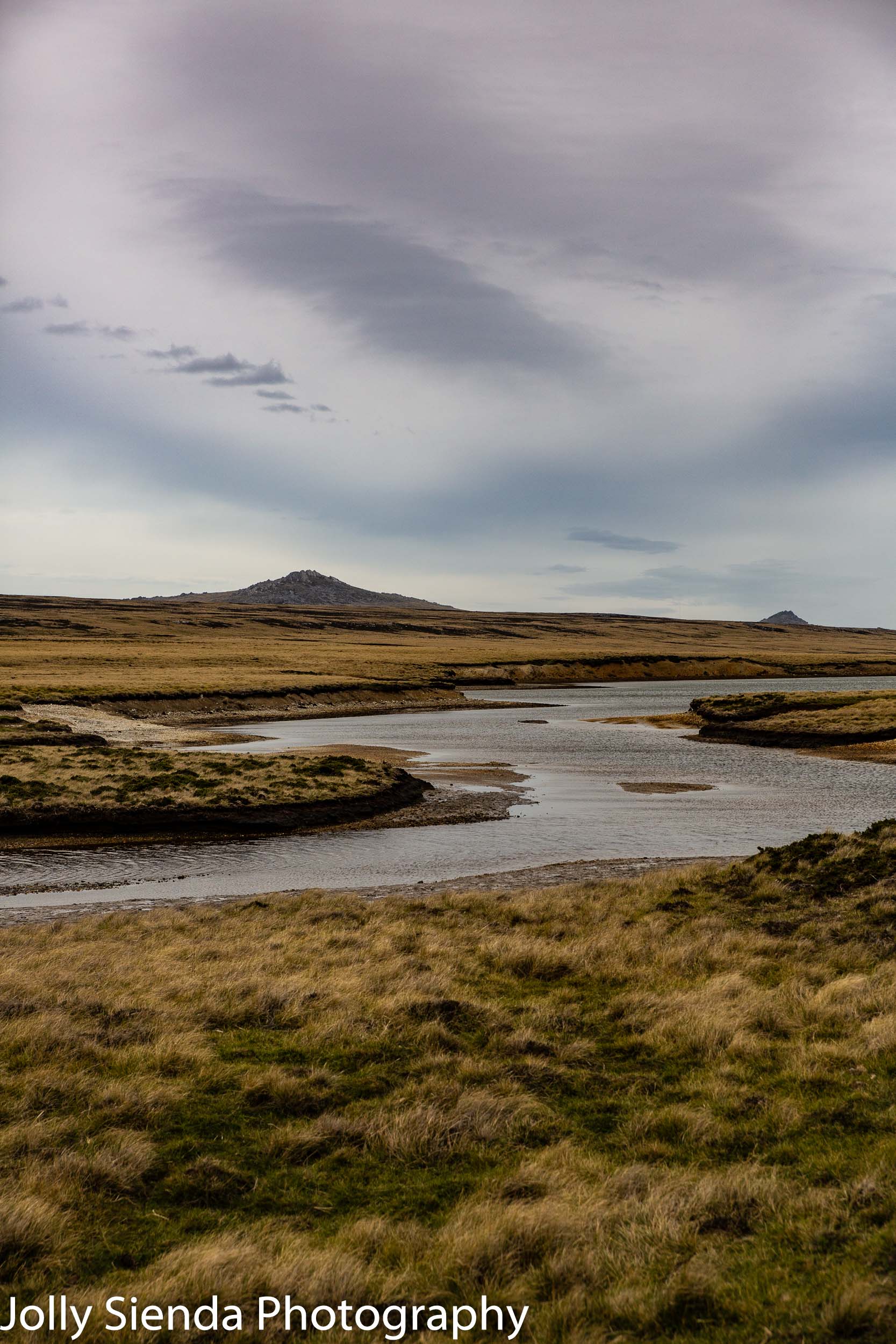 Falkland Island river and mountain landscape