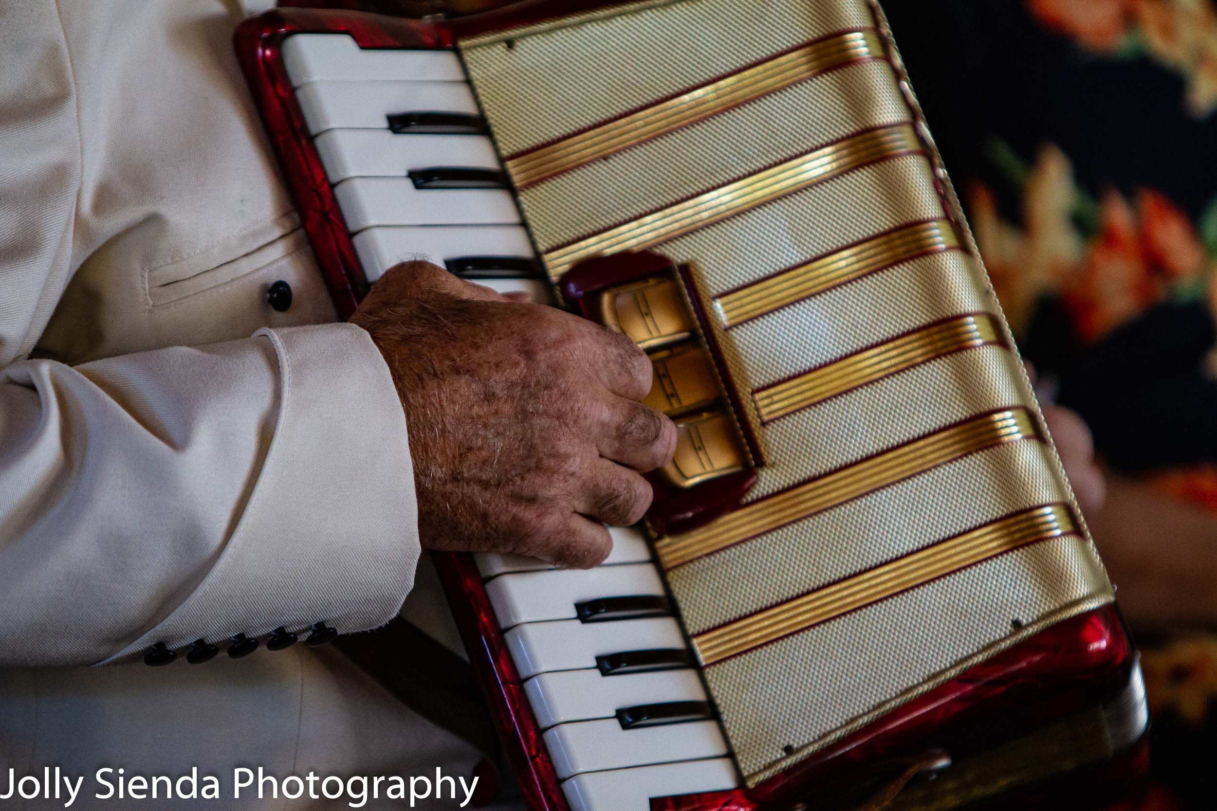 Playing the accordian or bandonean