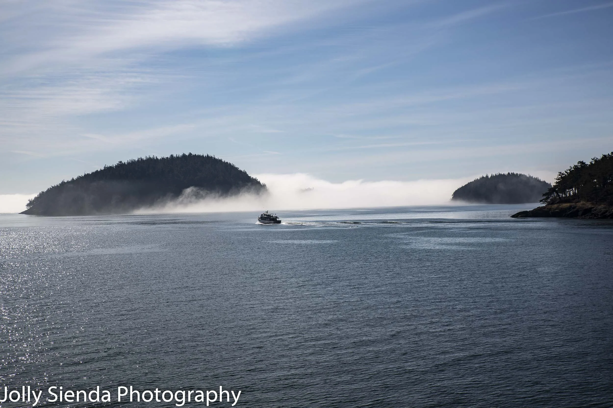 Cruising around the fog around the San Juan Islands, Washington.