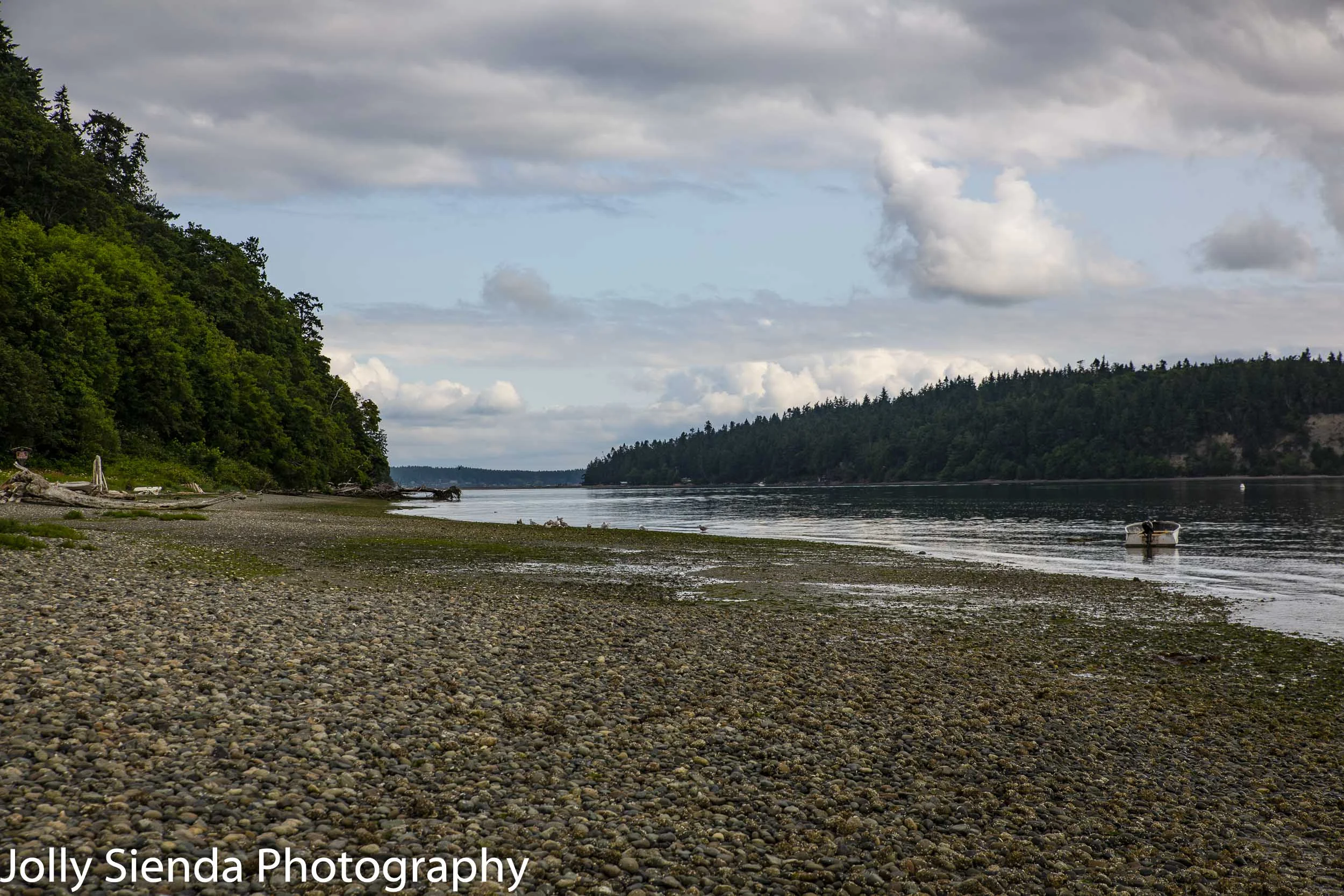 Peaceful coastal pebble beach at Shine Tidelands State Park, Olympic Peninsula