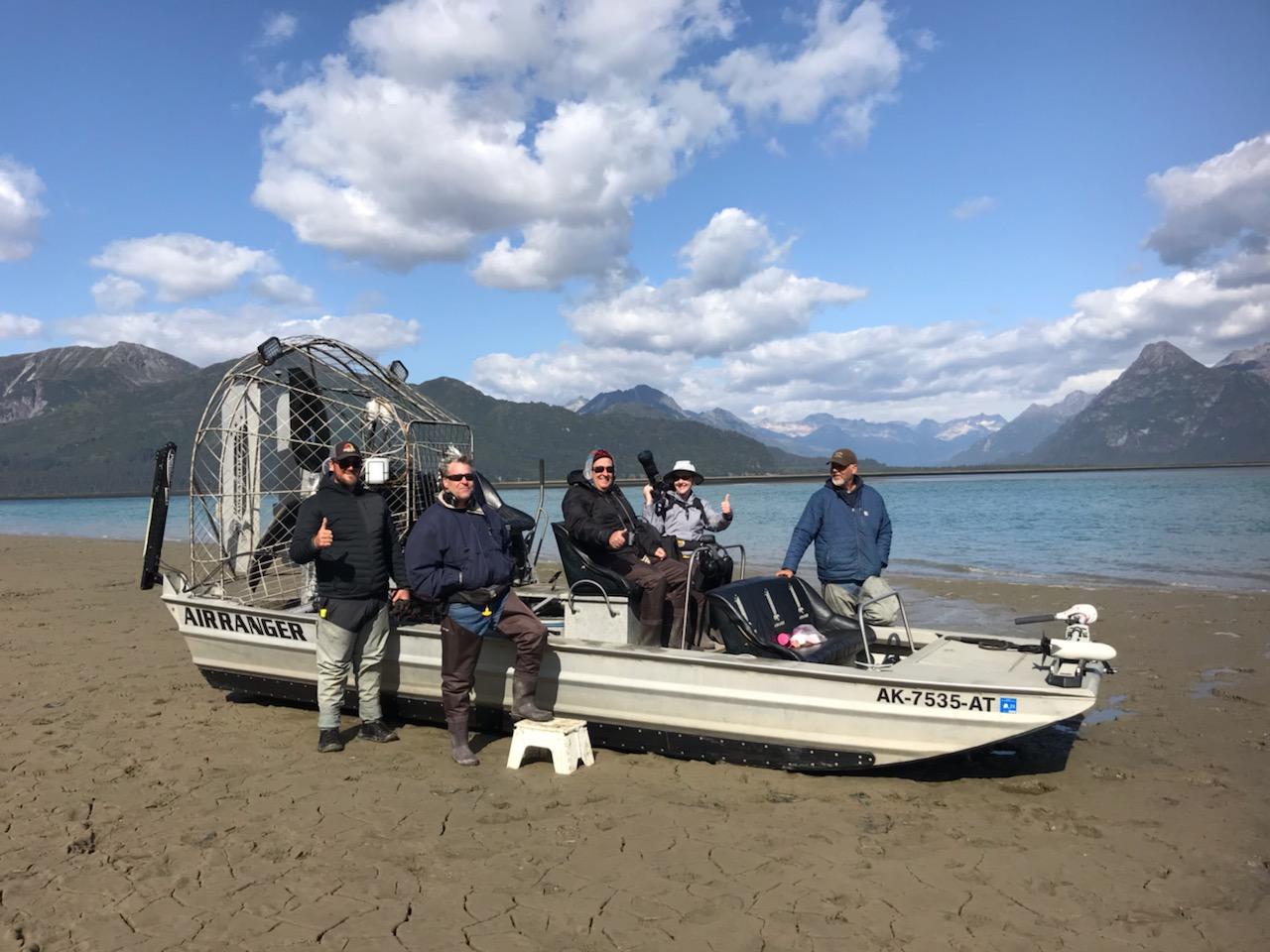 Getting ready to take off in the air boat to photograph bears!