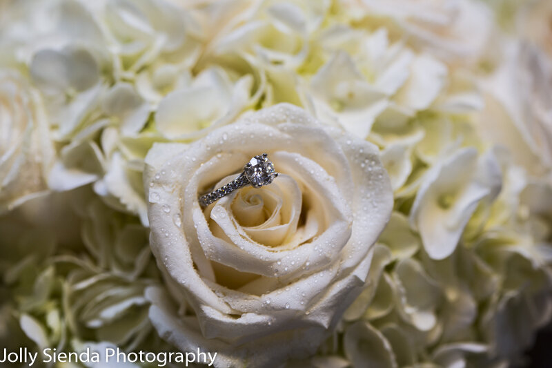 The Diamond Engagement Ring and White Roses, wedding photography