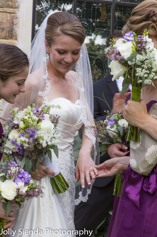 Bride shows off her wedding ring