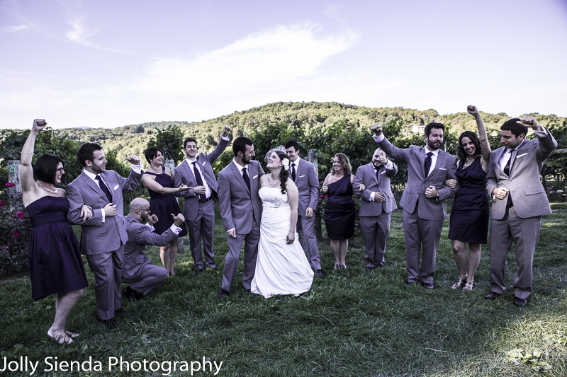 Wedding Party at the Vineyard - cheers to the bride and groom, w