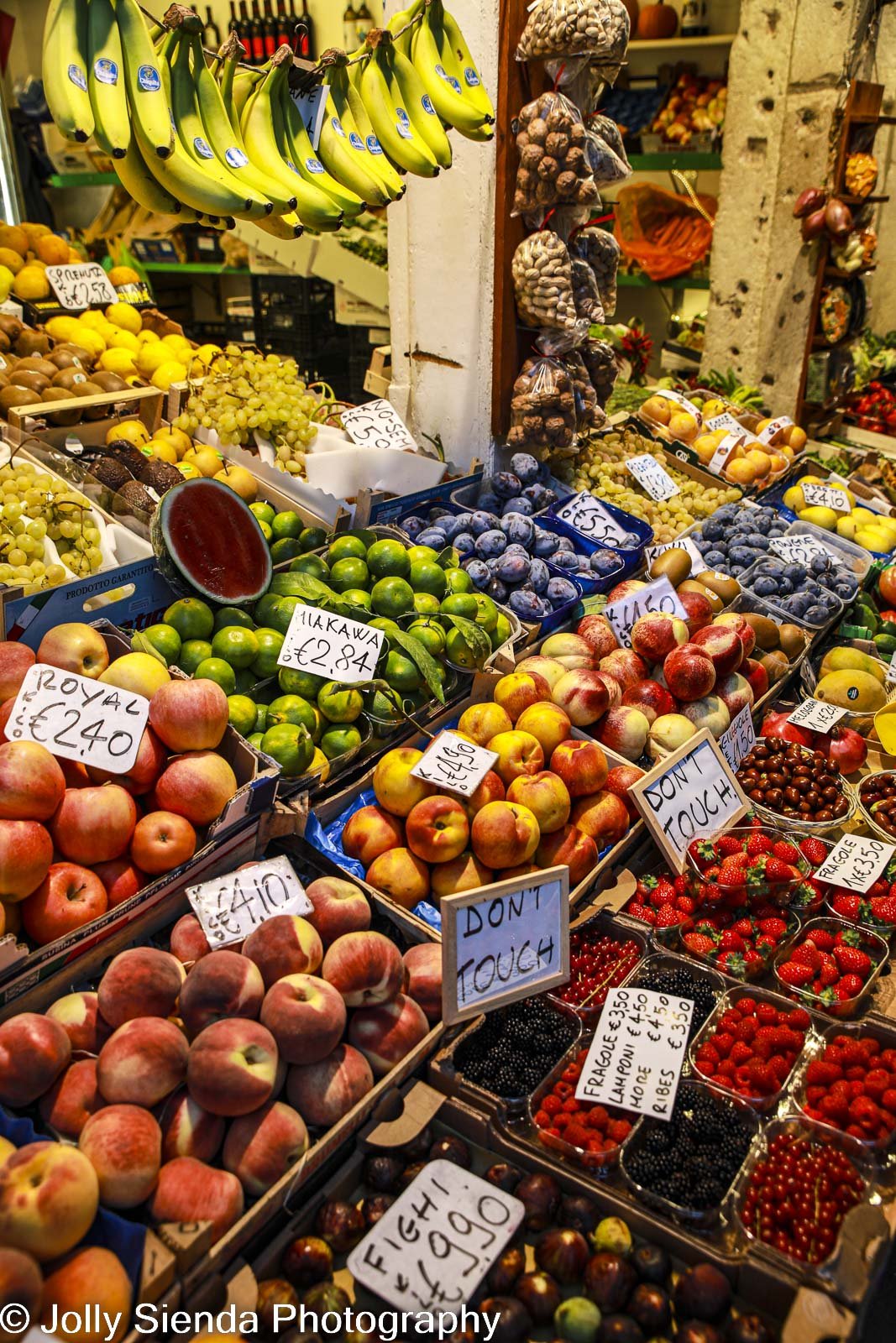 Colorful fruit market stand in Venice