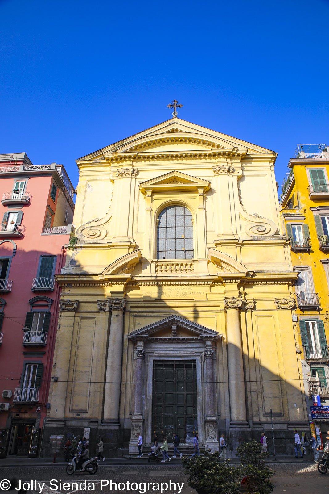 Historic old town and colorful buildings of Naples