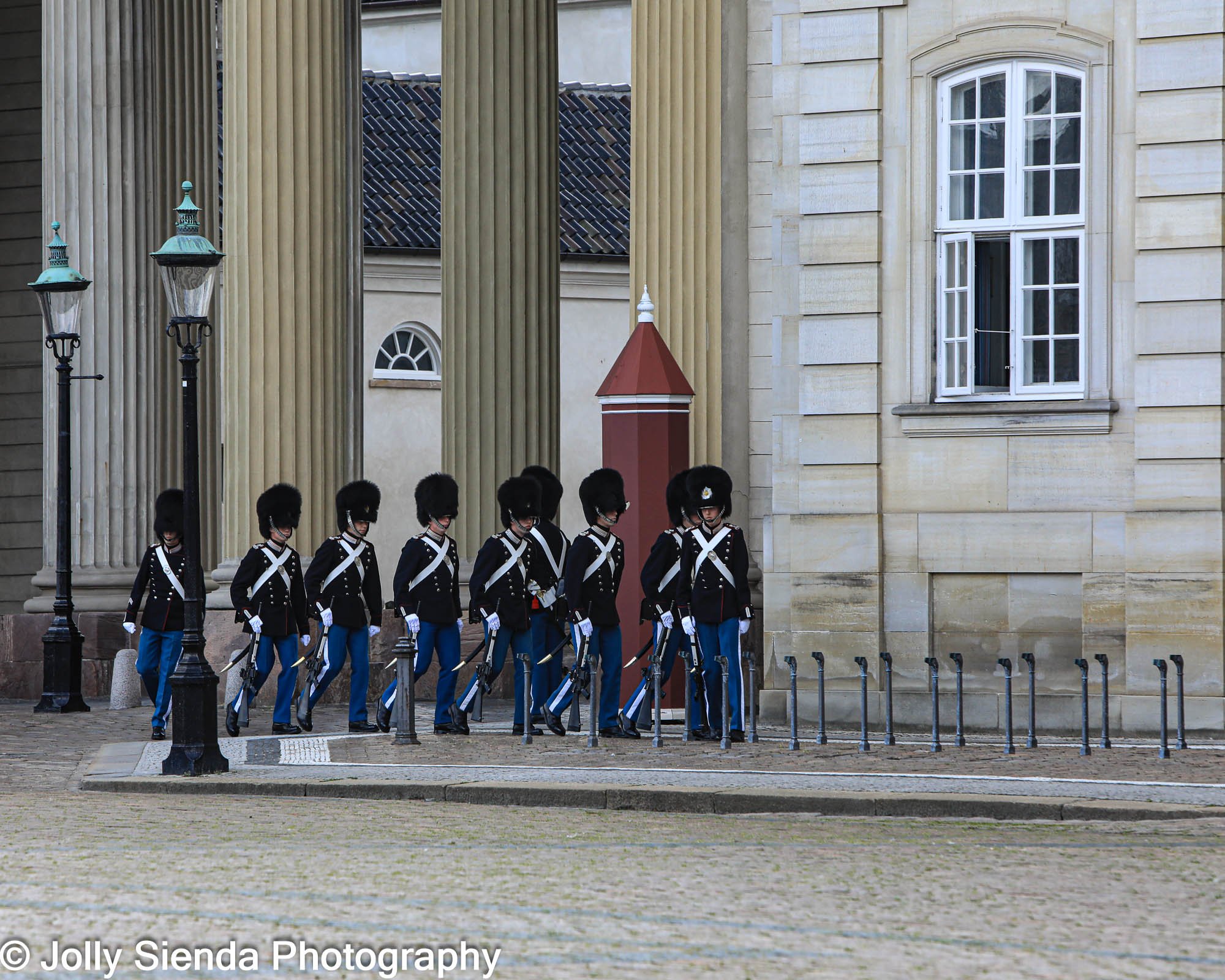 Amalienborg Palace and at noon it is the changing of the guard