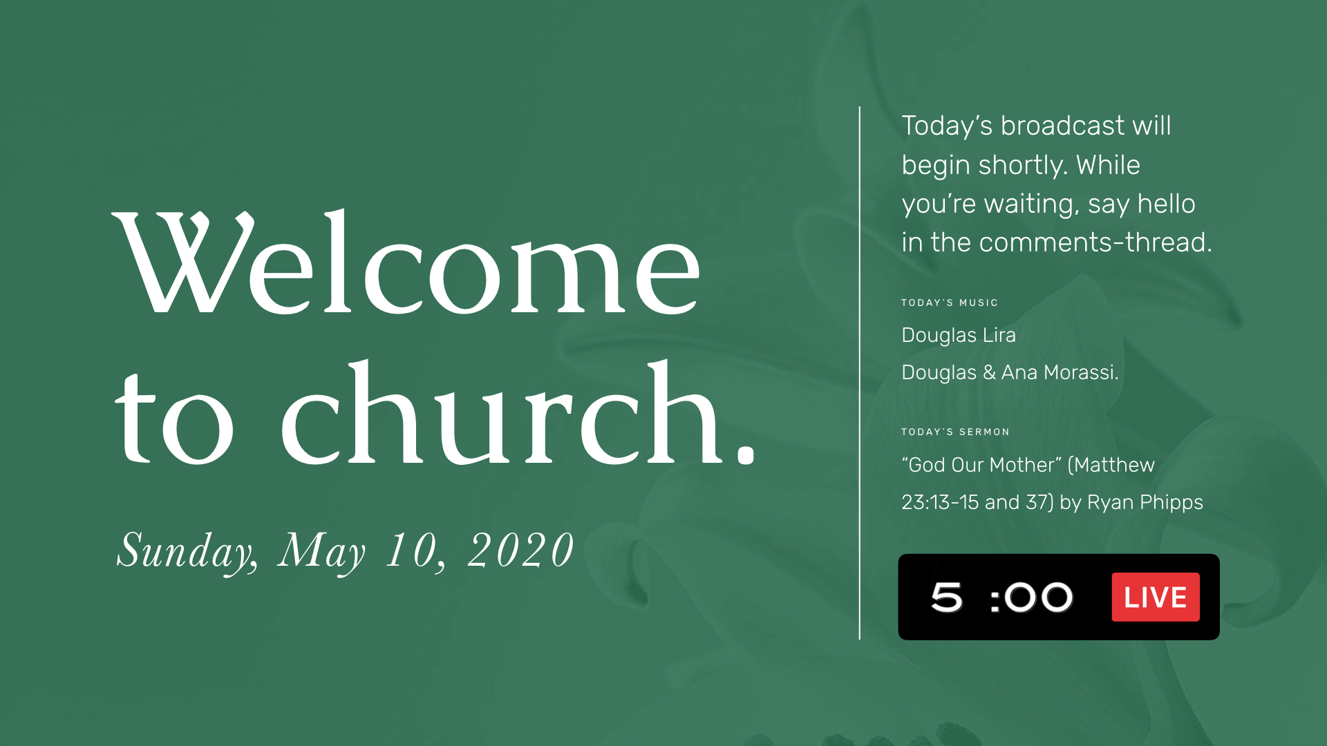 May 10, 2020, Mother's Day [LIVE]