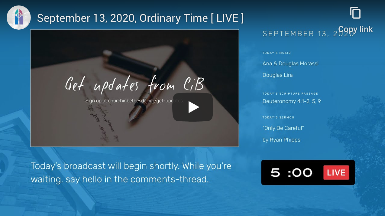 September 13, 2020, Ordinary Time [ LIVE ]