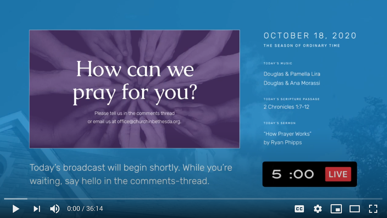 October 18, 2020, Ordinary Time [ LIVE ]
