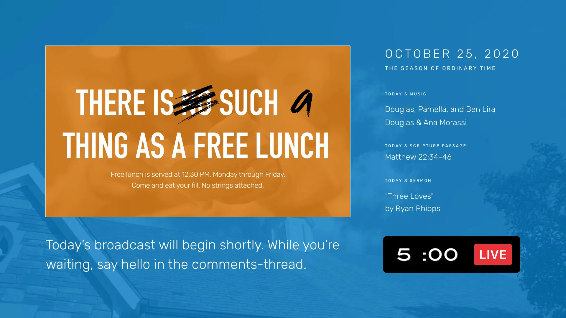 October 25, 2020, Ordinary Time [ LIVE ]