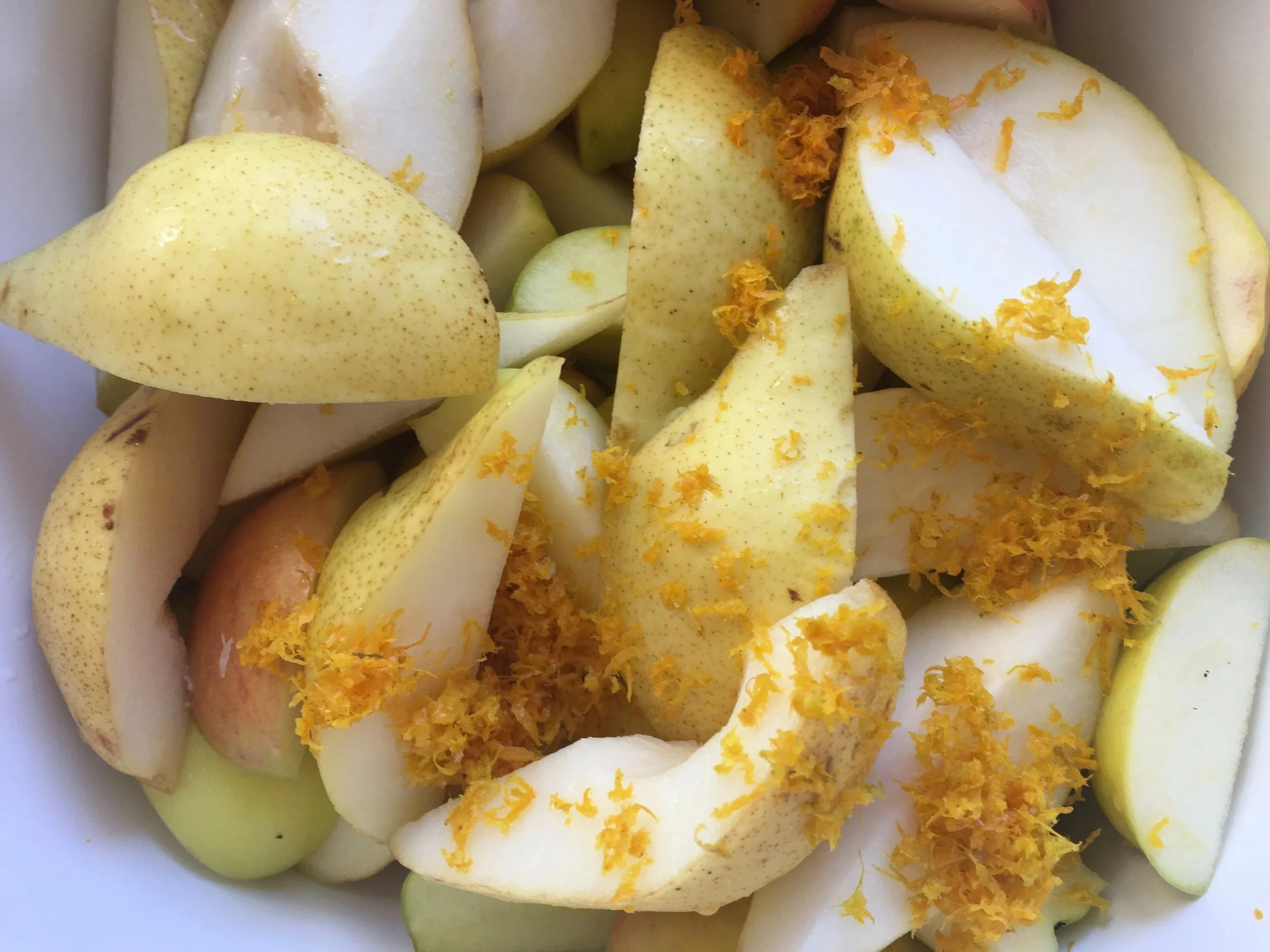 Prepping for Roasted Pear and Apple Sauce