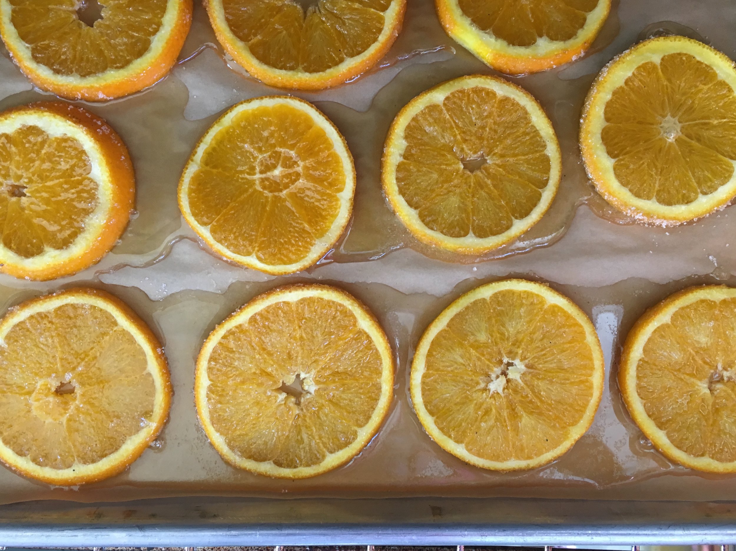I forgot to take a photo before putting the orange slices in the oven so the orange syrup had formed.