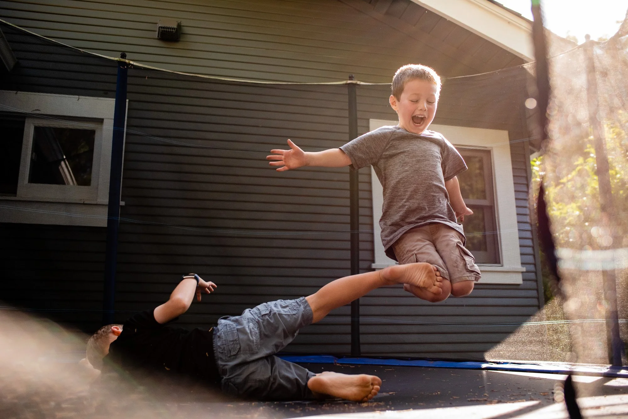 Playful Family Photography Trampoline Fun Mountain View, CA