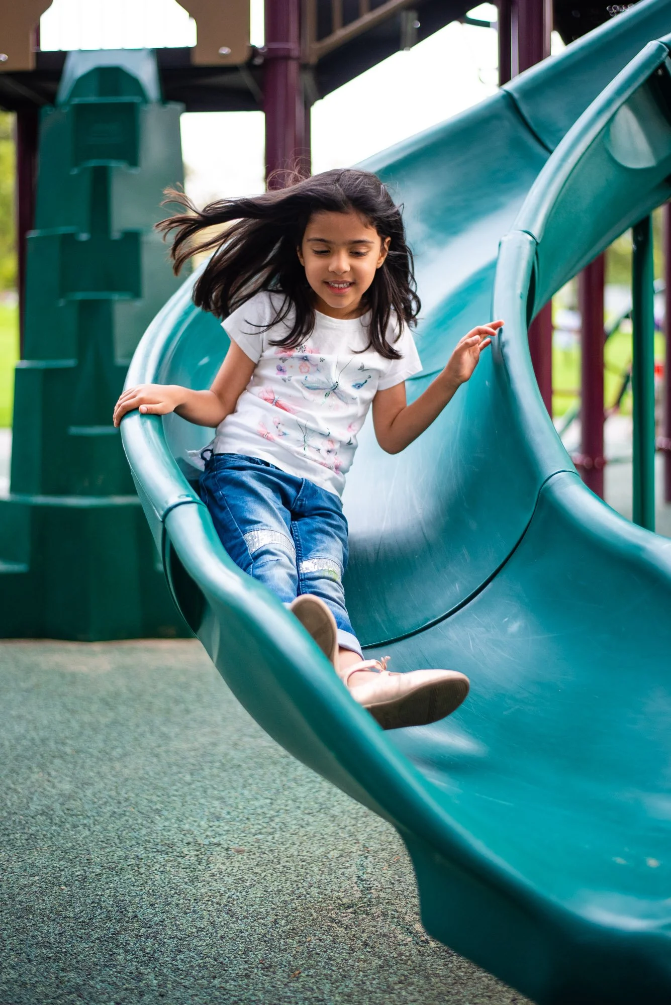 Playful Family Photography Sliding Mountain View, CA