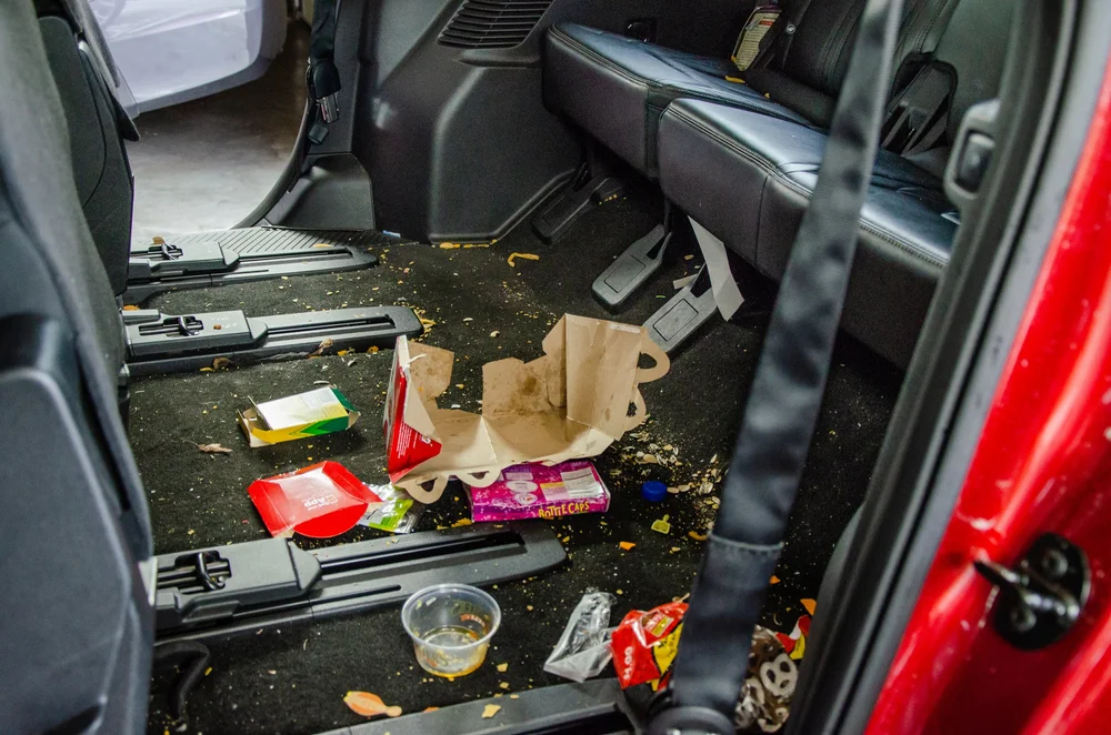 Dirty vehicle carpet before detailing